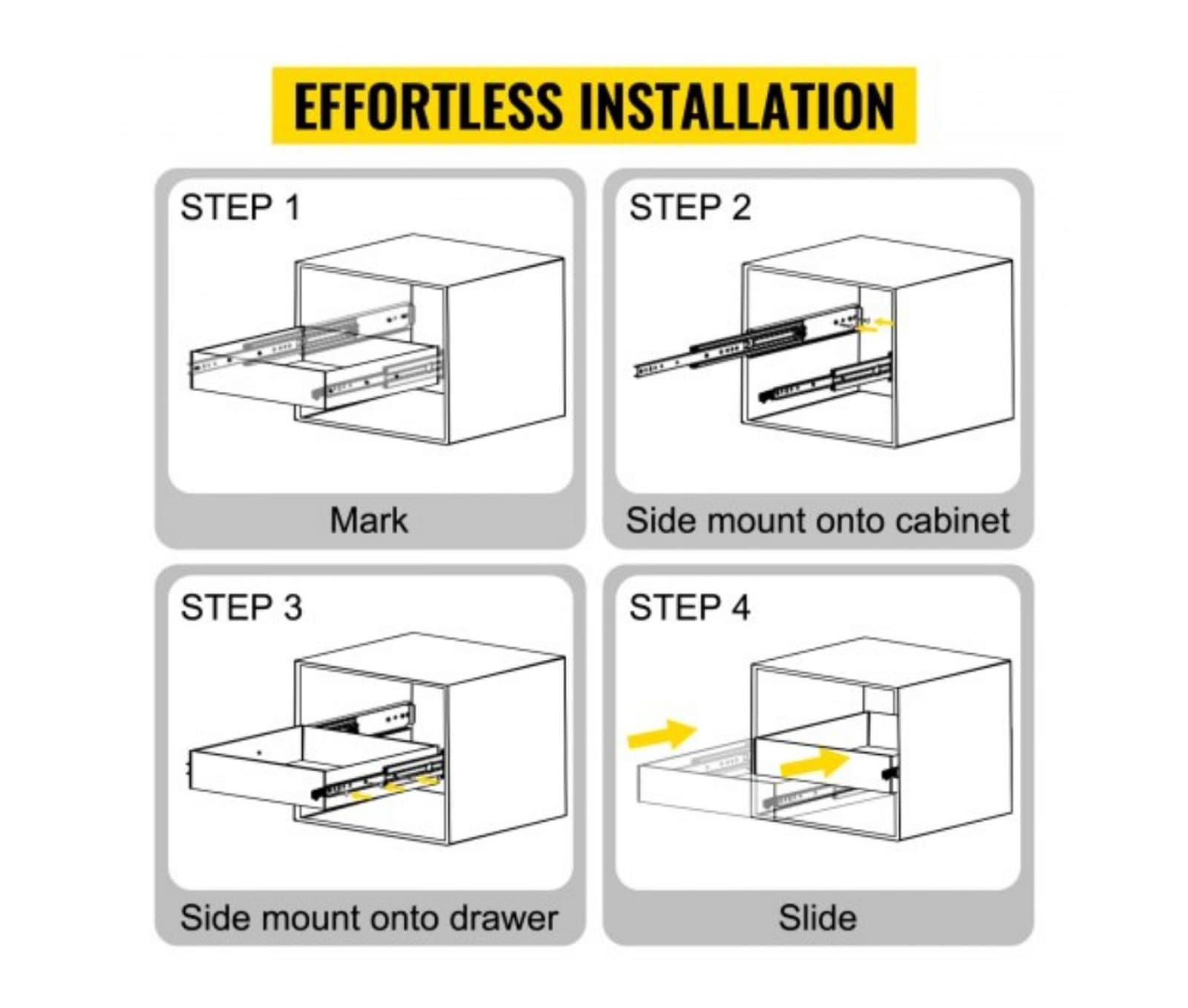 VEVOR Heavy Duty Drawer Slides 48" Length, Locking Drawer Slides 500lbs Load Cap - Thumbnail 6