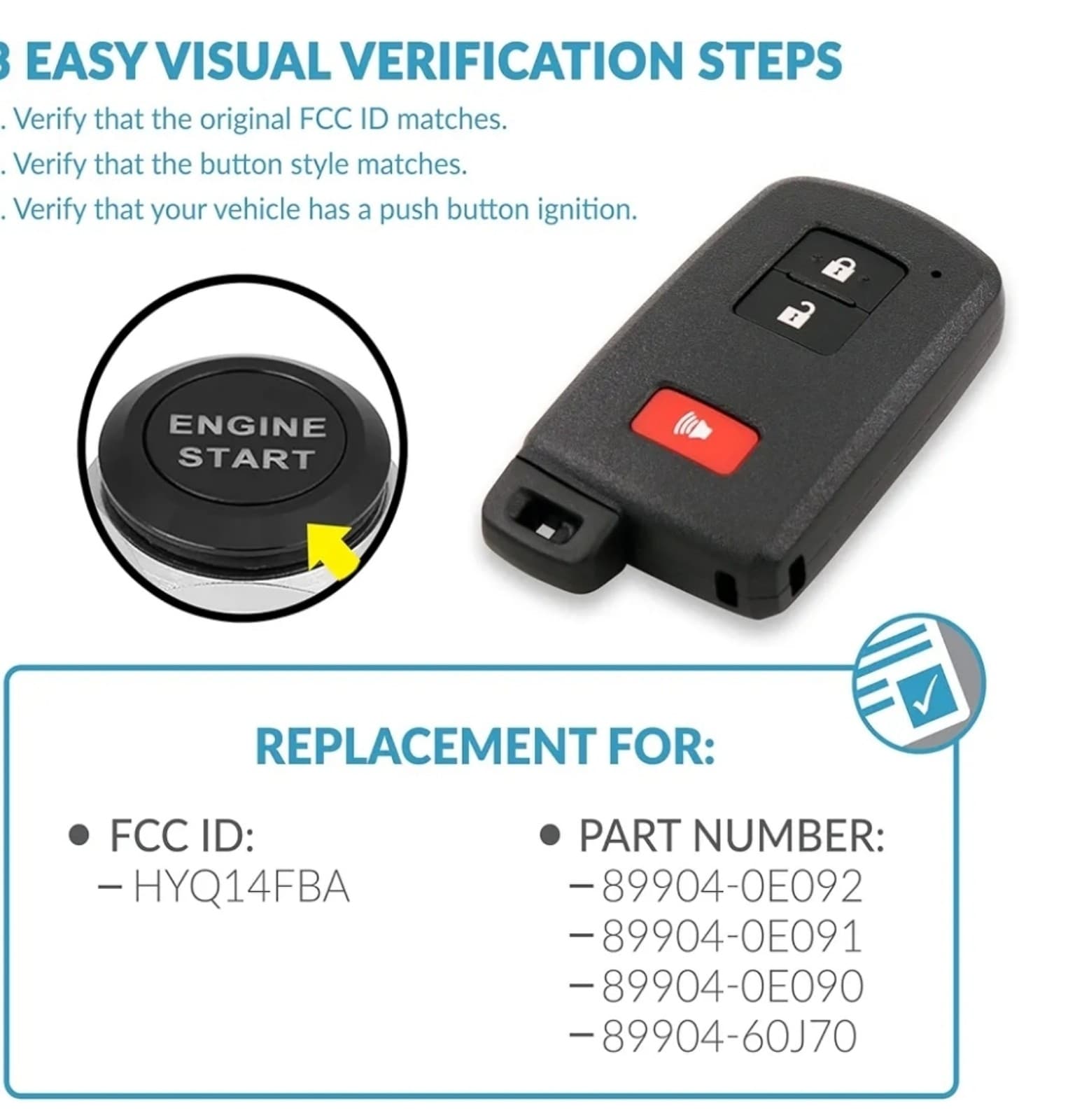 Toyota Keyless2Go Replacement for 3 Button Smart Proximity Key - Thumbnail 2