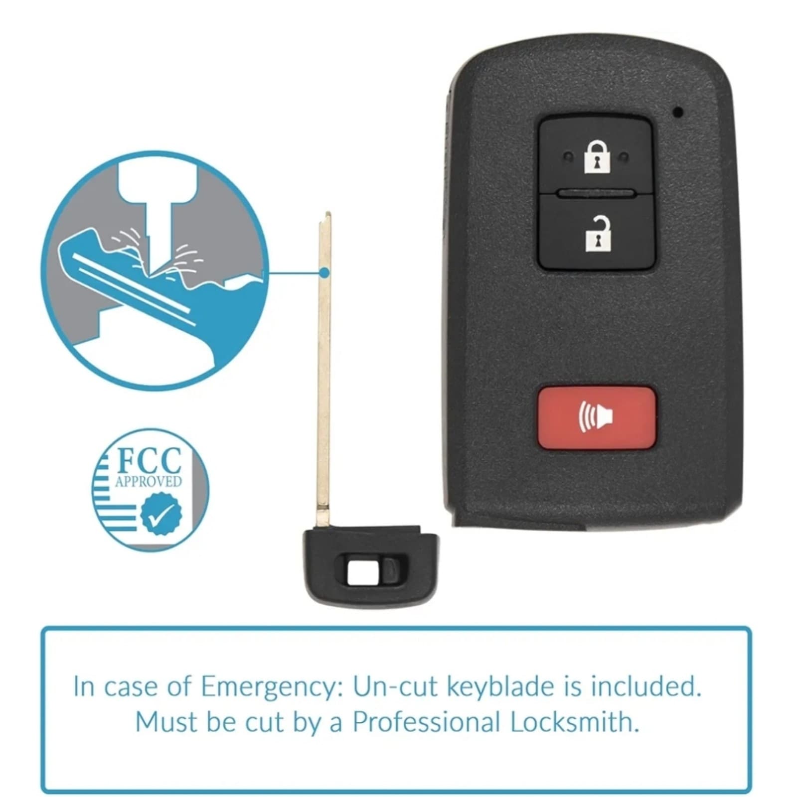 Toyota Keyless2Go Replacement for 3 Button Smart Proximity Key - Image 1