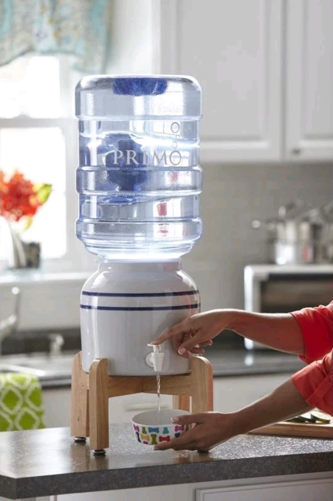 Ceramic Countertop Water Dispenser Top Loading Wooden Stand 3-5 Gallon Bottles - Thumbnail 4