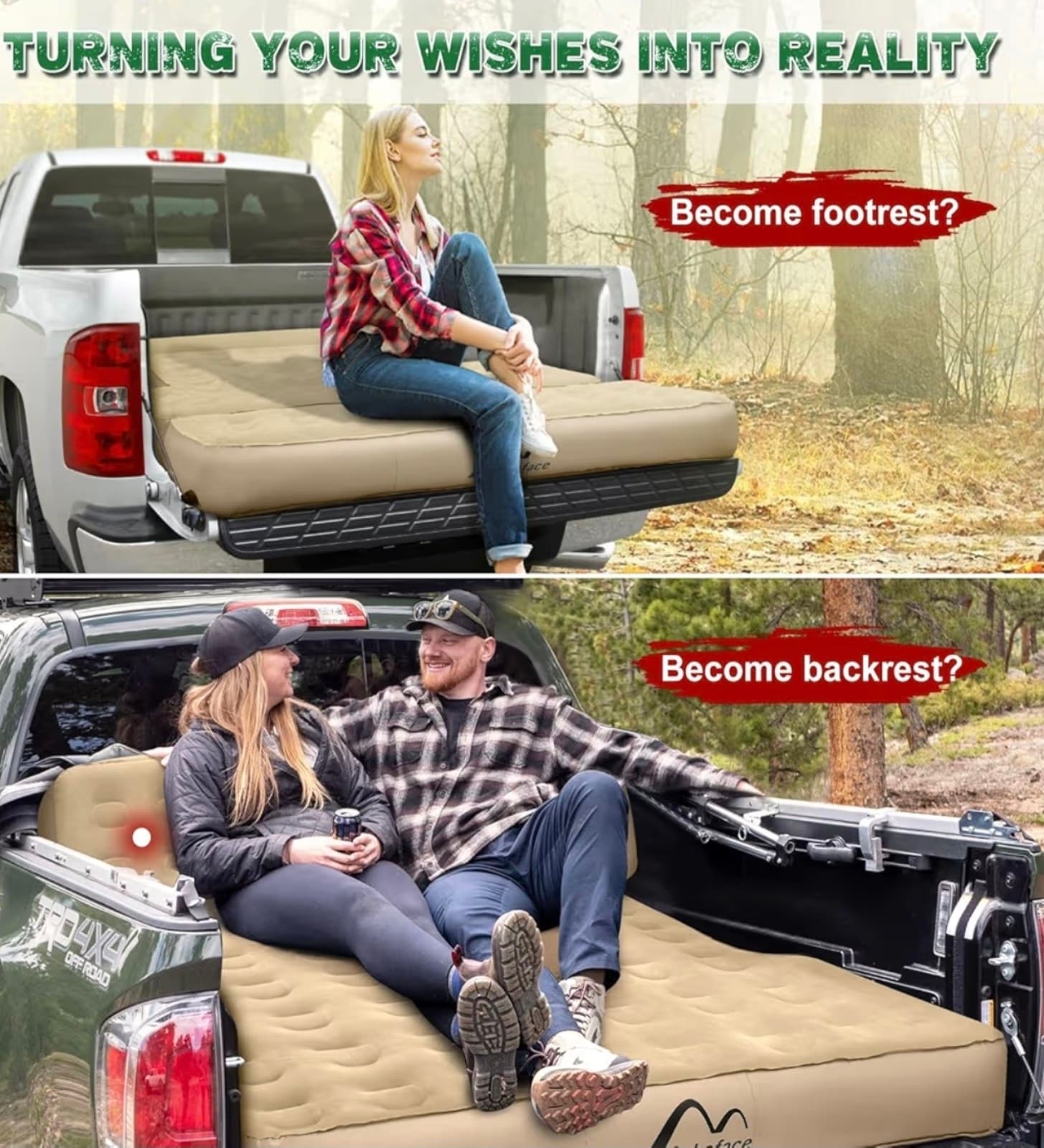 Detachable Tailgate Extendable 5.5-5.8ft Truck Bed Air Mattress - Heavy-Duty Inf - Thumbnail 5