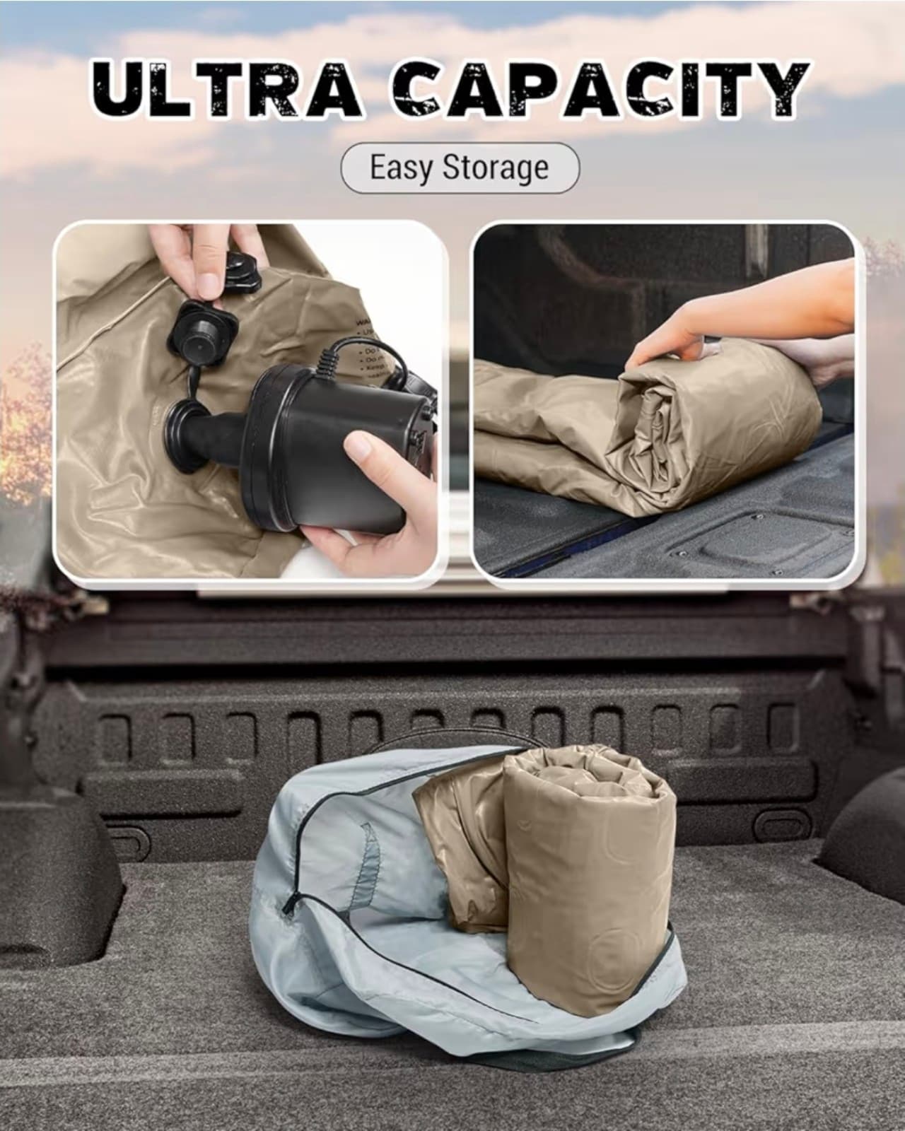 Detachable Tailgate Extendable 5.5-5.8ft Truck Bed Air Mattress - Heavy-Duty Inf - Thumbnail 7