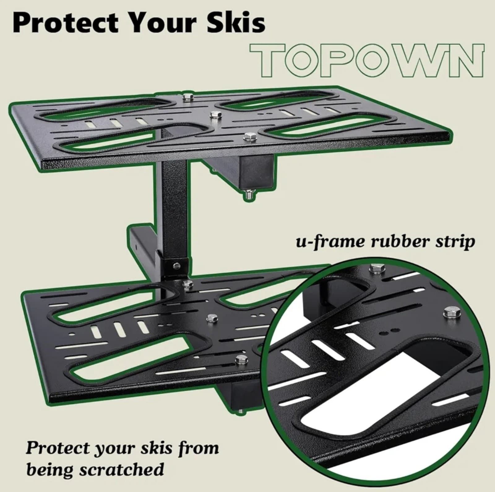 Folding Hitch Ski Rack Suited for 2" Hitch Receiver, Full Tilt - Thumbnail 6