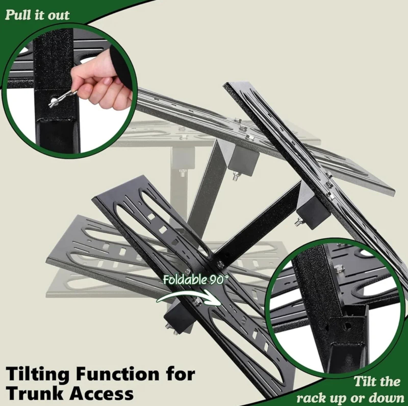 Folding Hitch Ski Rack Suited for 2" Hitch Receiver, Full Tilt - Thumbnail 4