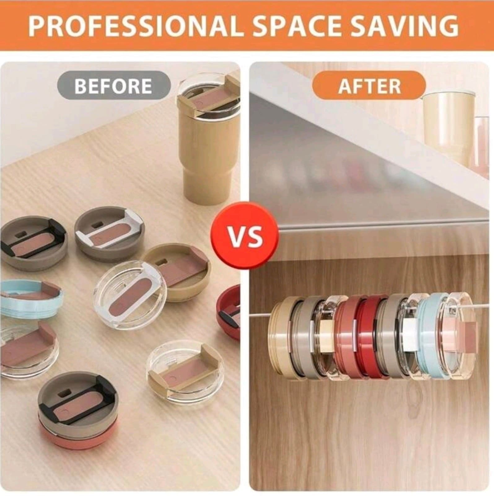 Tumbler Lid Organizer – Space-Saving Cup Lid Storage Holder - Thumbnail 4