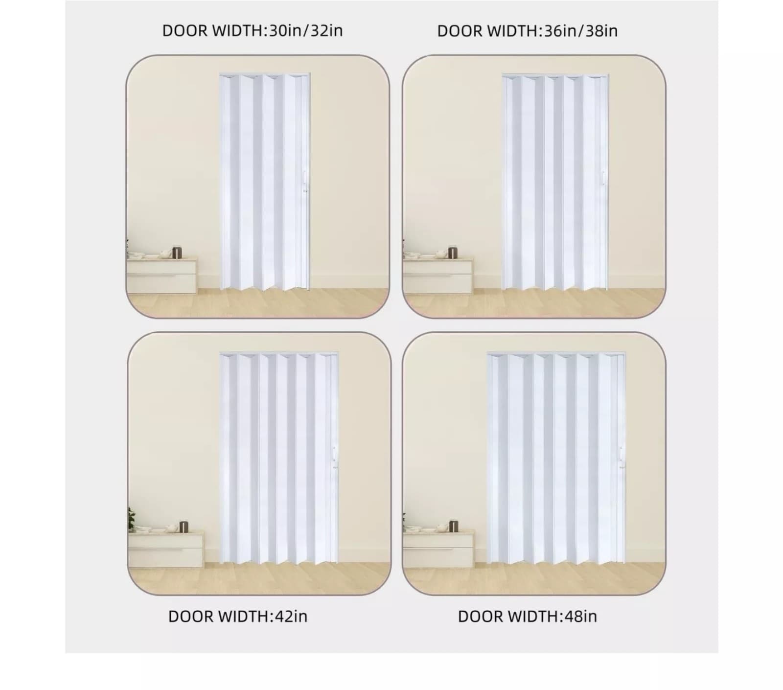 Interior Accordion Door 38x80in,White Folding Door,Partition Door Room Divider - Thumbnail 5