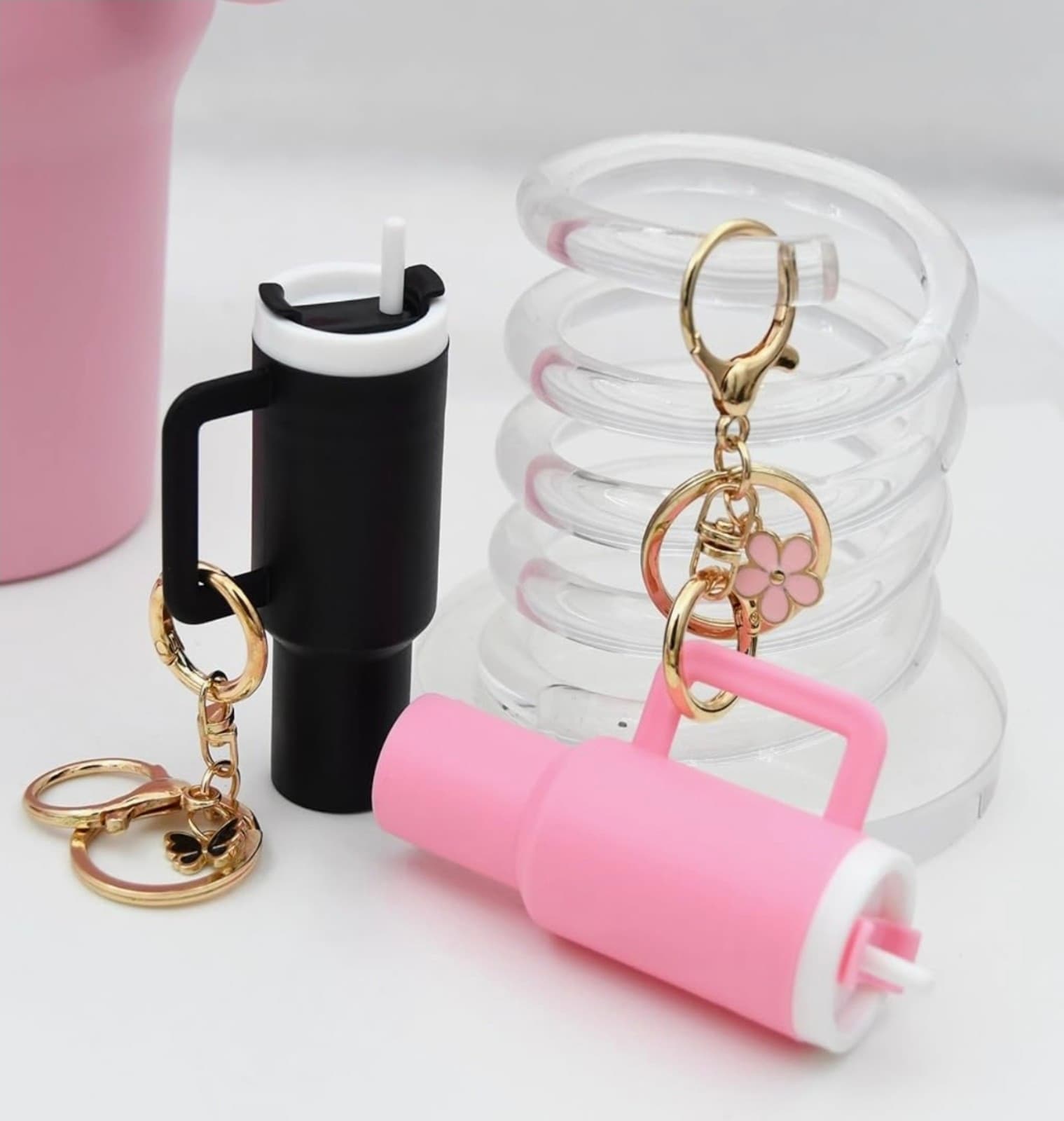 Mini Tumbler Keychain Set of 2, Mini Cup Keychain for School Bag or Lip Balm - Thumbnail 2