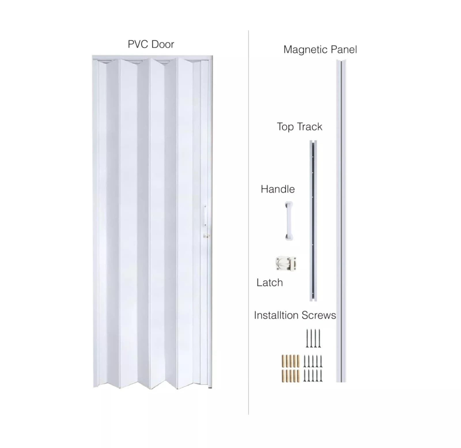 Interior Accordion Door 38x80in,White Folding Door,Partition Door Room Divider - Thumbnail 2