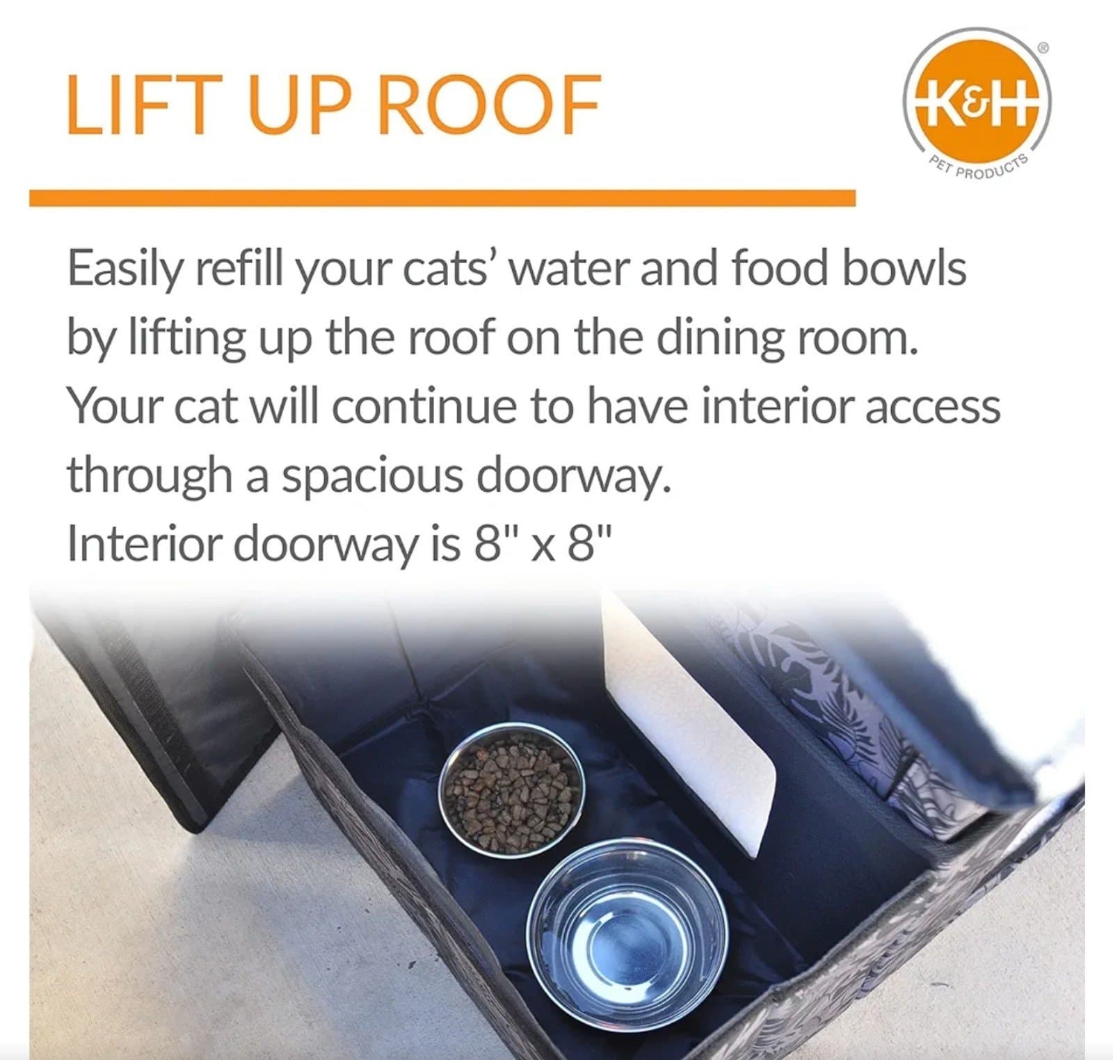 Heated Two-Story Outdoor Kitty House with Dining Room Green Leaf 22 X 27 X 27 In - Thumbnail 3