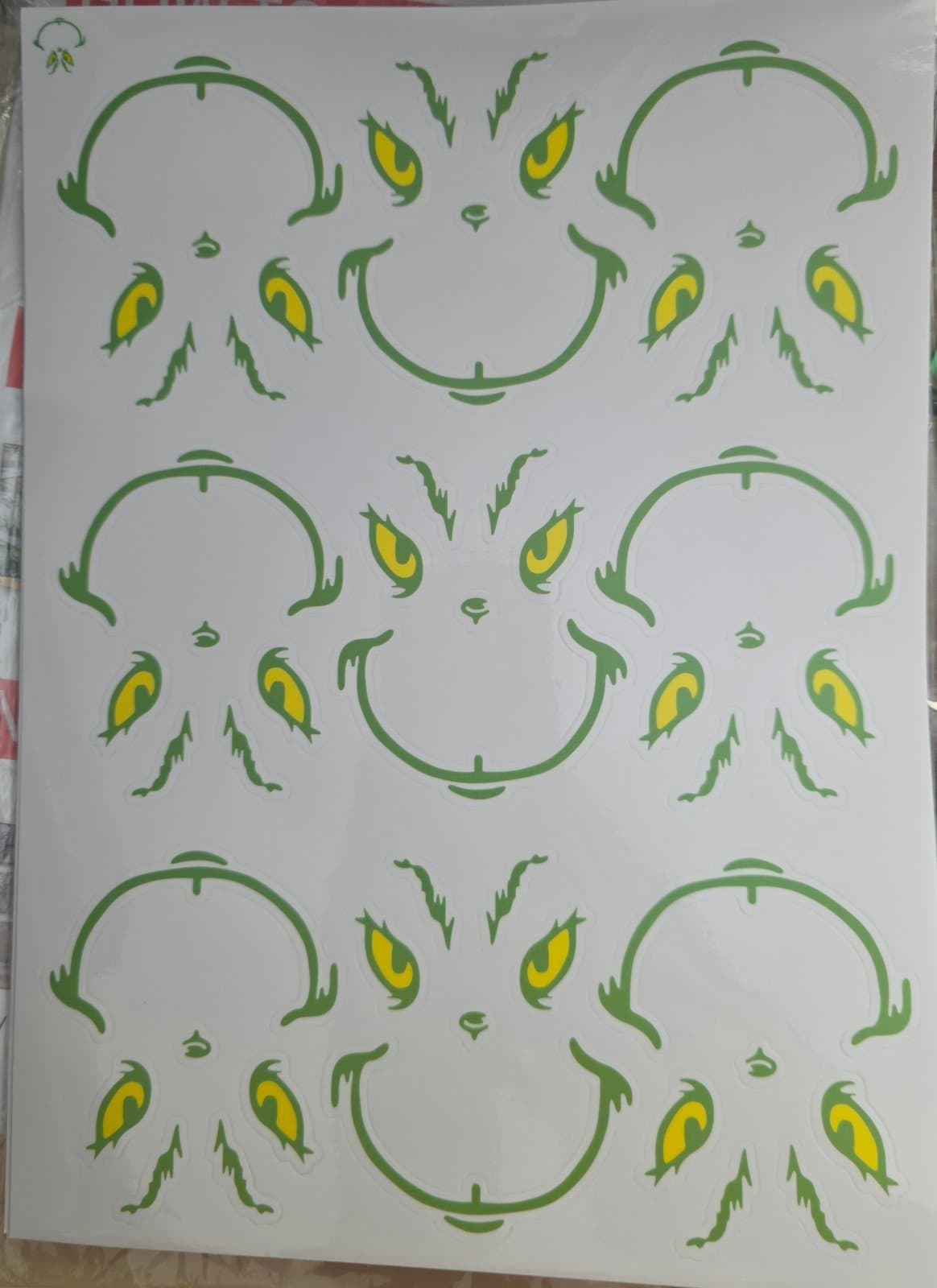 Grinch Face Stickers for Ornaments or Tumblers - Thumbnail 4