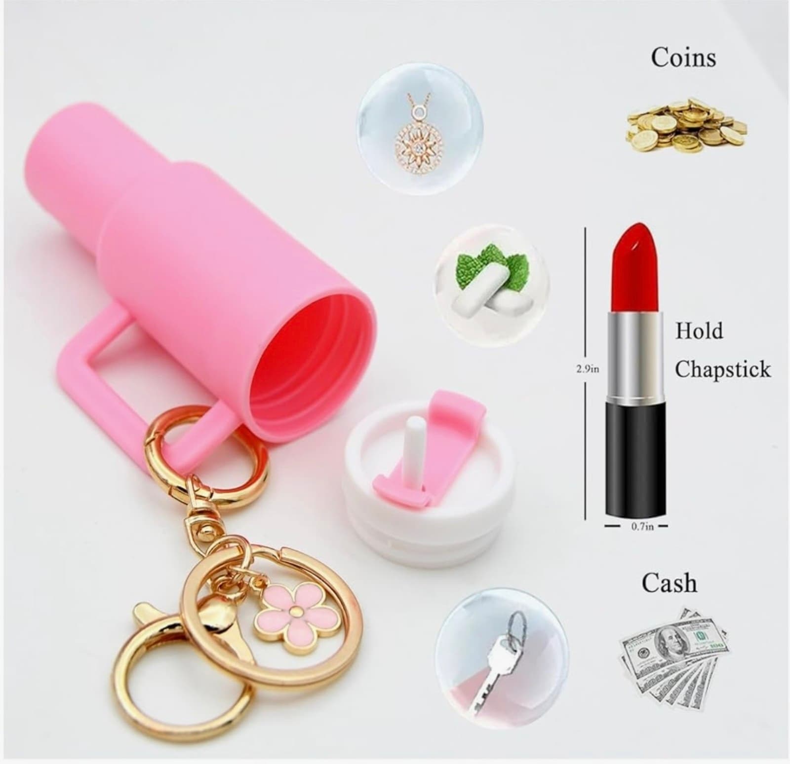 Mini Tumbler Keychain Set of 2, Mini Cup Keychain for School Bag or Lip Balm - Thumbnail 3