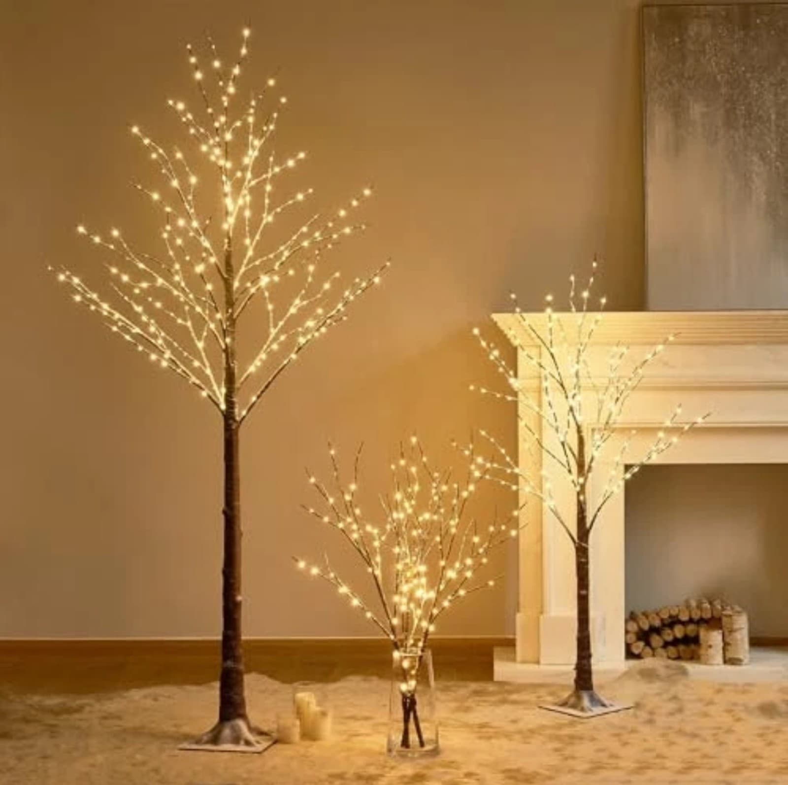 Lighted Snow Flocked Twig Tree with Fairy Lights 6FT 330 LED 6FT Snowy Tree - Thumbnail 5
