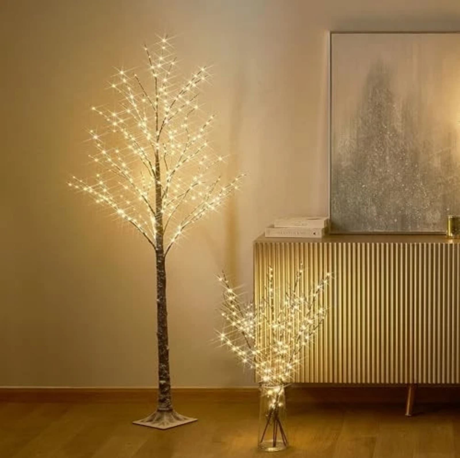 Lighted Snow Flocked Twig Tree with Fairy Lights 6FT 330 LED 6FT Snowy Tree - Thumbnail 4