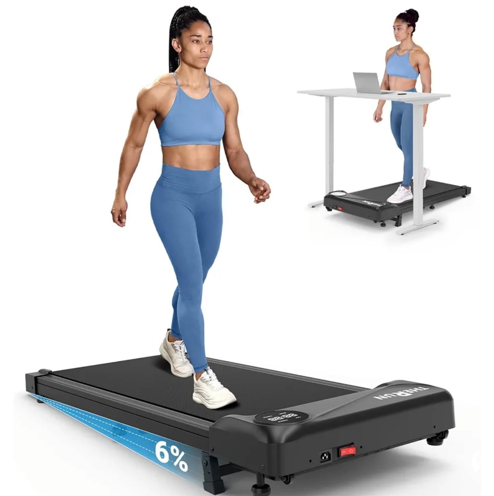 THERUN Walking Pad Treadmill Under Desk, Portable Mini Treadmill for Home/Office - Image 1