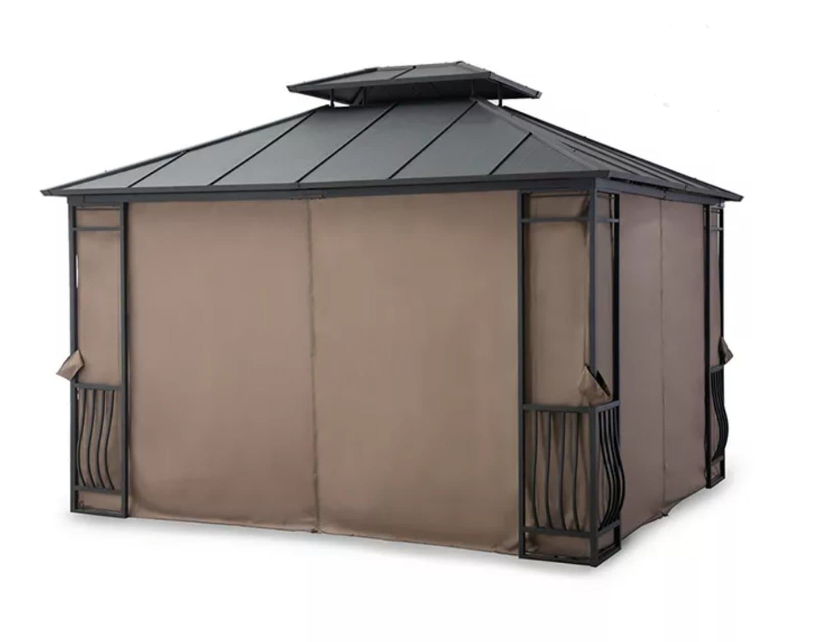 Tan Replacement Gazebo Privacy Curtains, (10' x 12') - Image 1