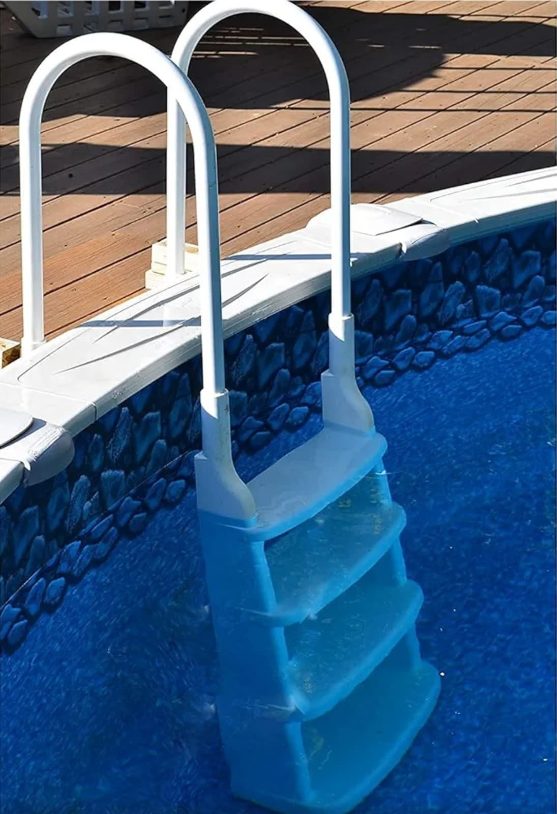 Main Access Easy Incline White Pool Deck Ladder for 48 to 54 Inch Above Ground P - Thumbnail 3