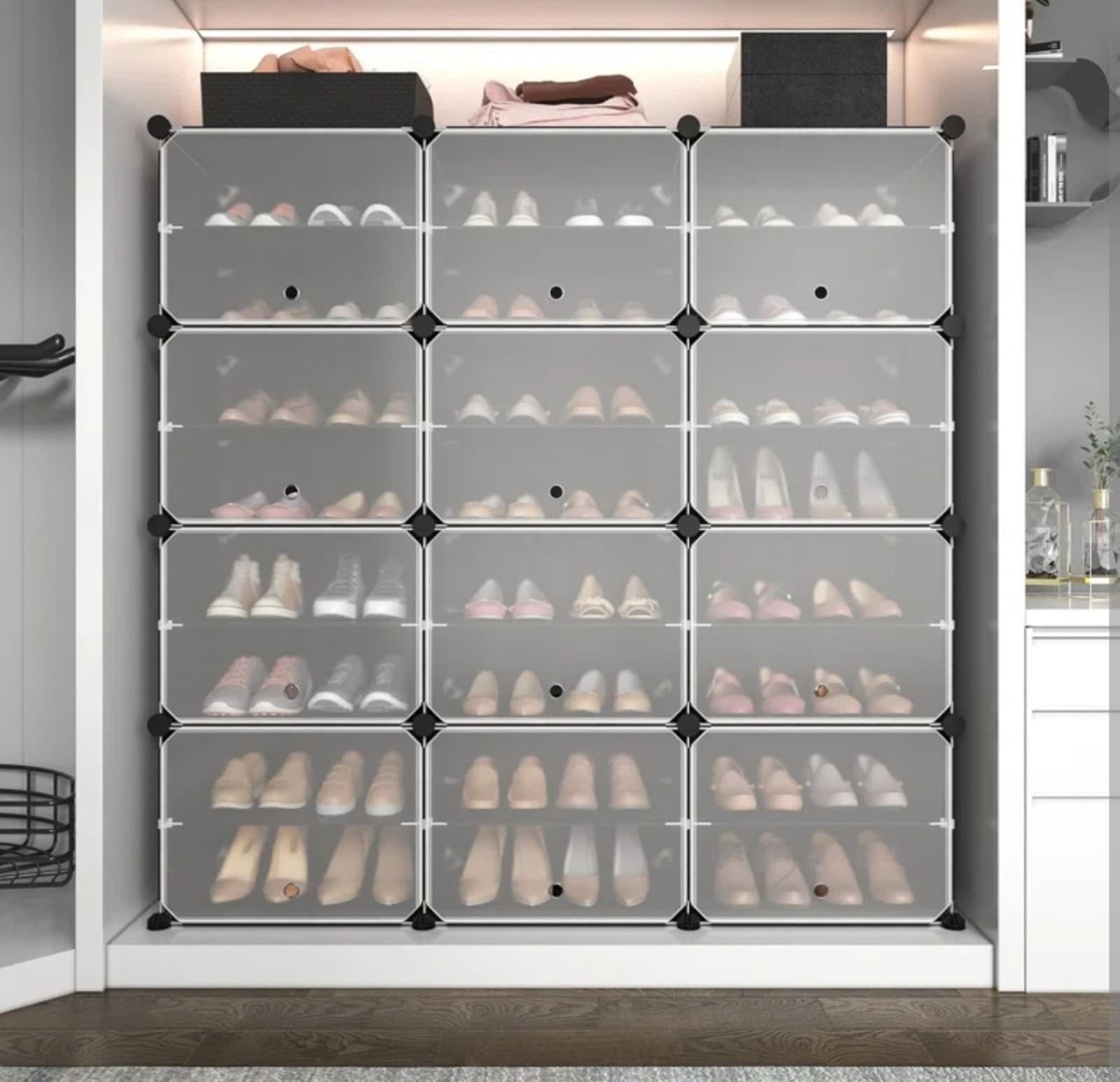 Portable Shoe Rack Organizer 8-Tier Shoe Cabinet 48-Pair Shoe Organizer Expandab - Thumbnail 2