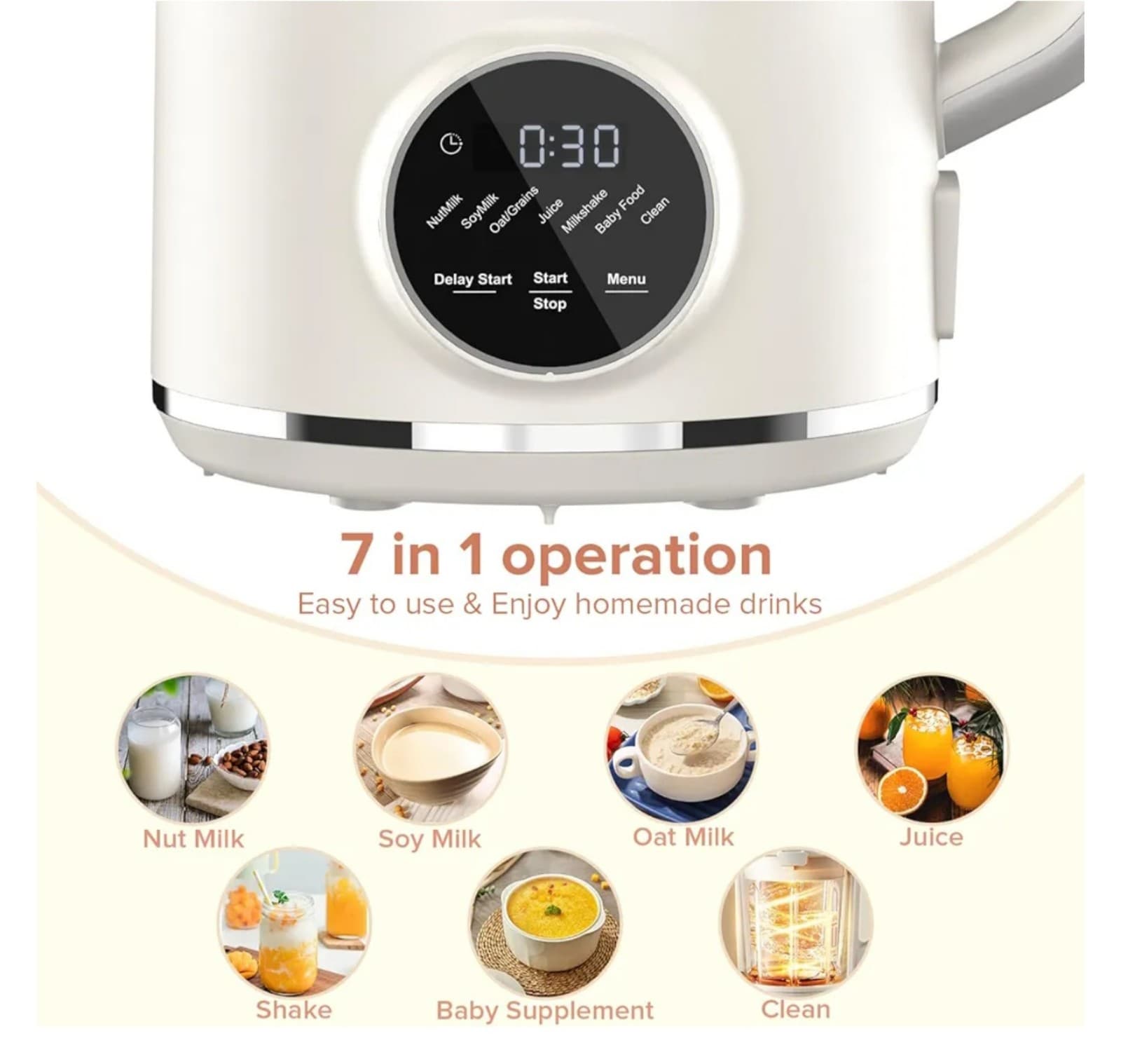 Nut Milk Maker, 50oz (1.5L) Automatic Soy Milk Maker Oat Milk, Nutmilk, Juice, M - Thumbnail 3