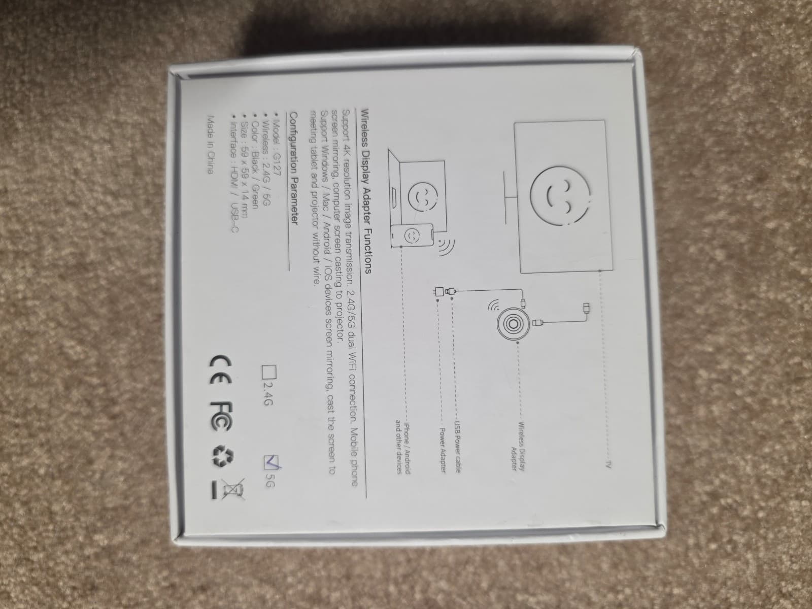 Wireless HDMI Display Dongle Adapter, Plug & Play 1080P/60Hz, 2.4/5G Streaming f - Thumbnail 2