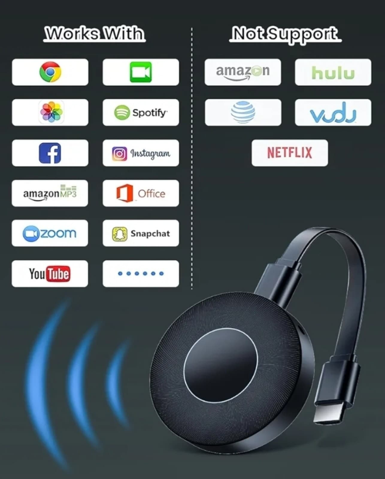 Wireless HDMI Display Dongle Adapter, Plug & Play 1080P/60Hz, 2.4/5G Streaming f - Thumbnail 9