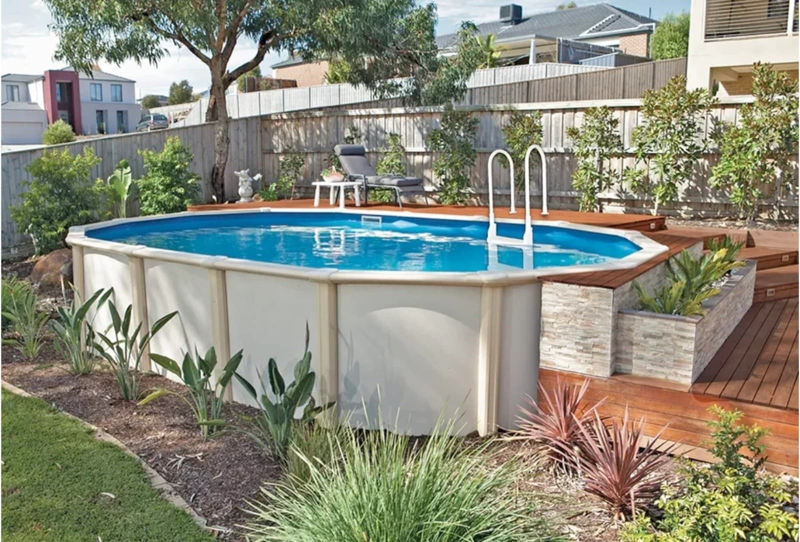 Main Access Easy Incline White Pool Deck Ladder for 48 to 54 Inch Above Ground P - Thumbnail 2