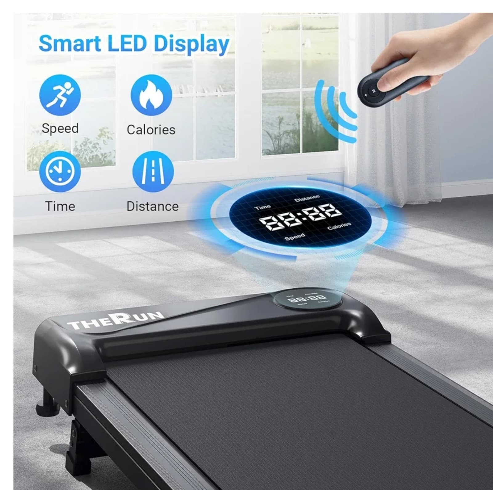 THERUN Walking Pad Treadmill Under Desk, Portable Mini Treadmill for Home/Office - Thumbnail 6