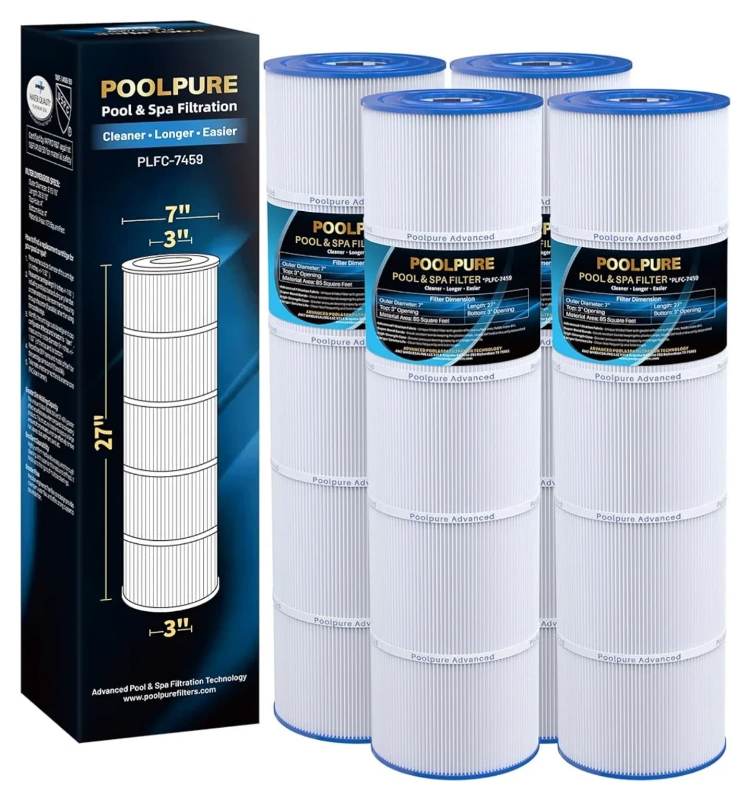 POOLPURE C-7459 Filter Replaces Jandy CL 340, PJAN85, Ultral-A8 D1004 - Image 1