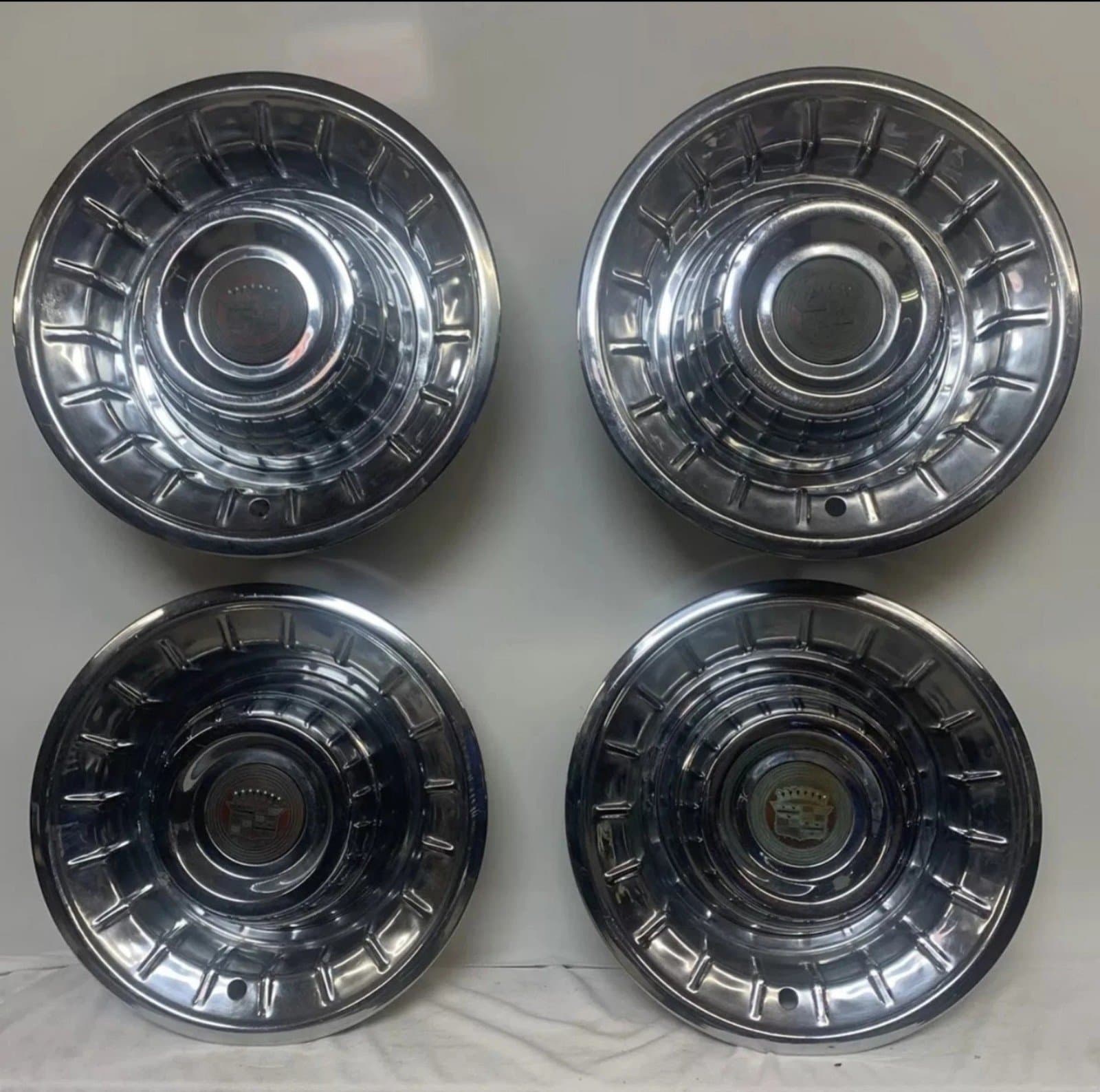 1956 Cadillac Hub Caps 15" Set of 4 Caddy Wheel Covers Hubcaps - Image 1