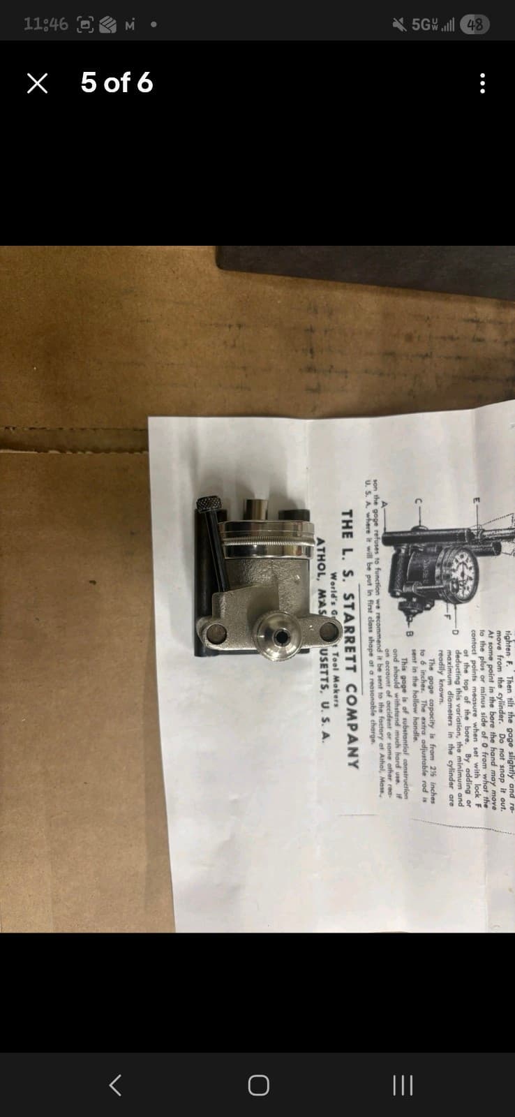 Starrett Cylinder gauge 2"-6" range Model #452-B - Thumbnail 5