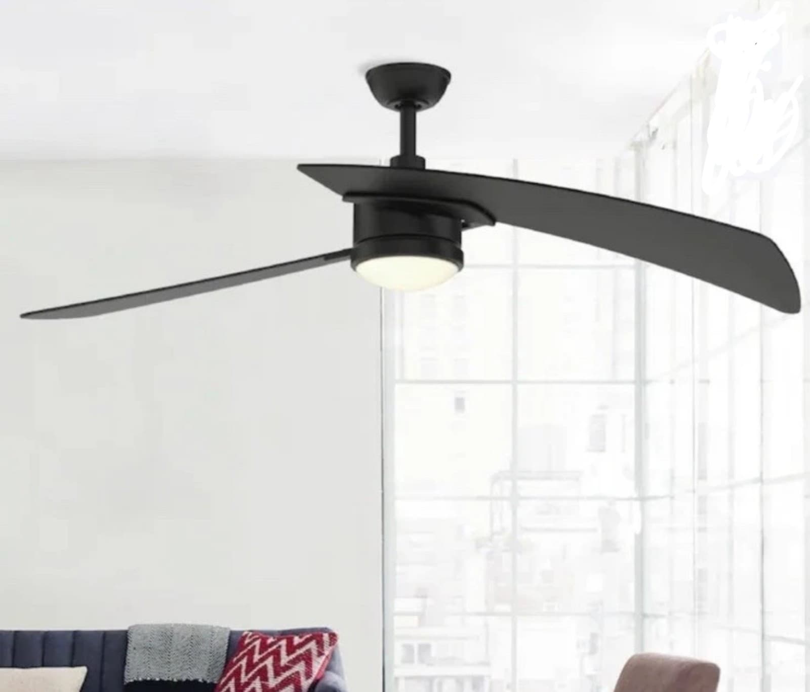 Fanimation Studio Collection Aire Duo 48-in Integrated LED Black Ceiling Fan - Image 1