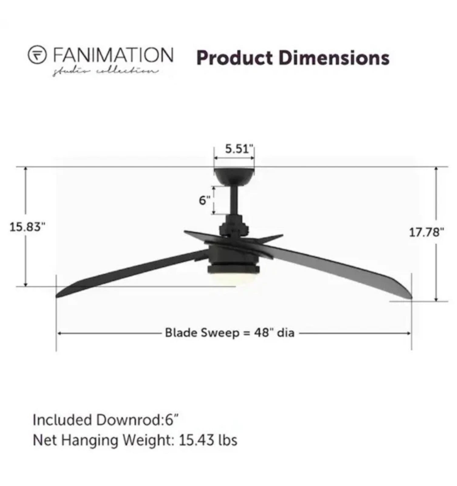 Fanimation Studio Collection Aire Duo 48-in Integrated LED Black Ceiling Fan - Thumbnail 6