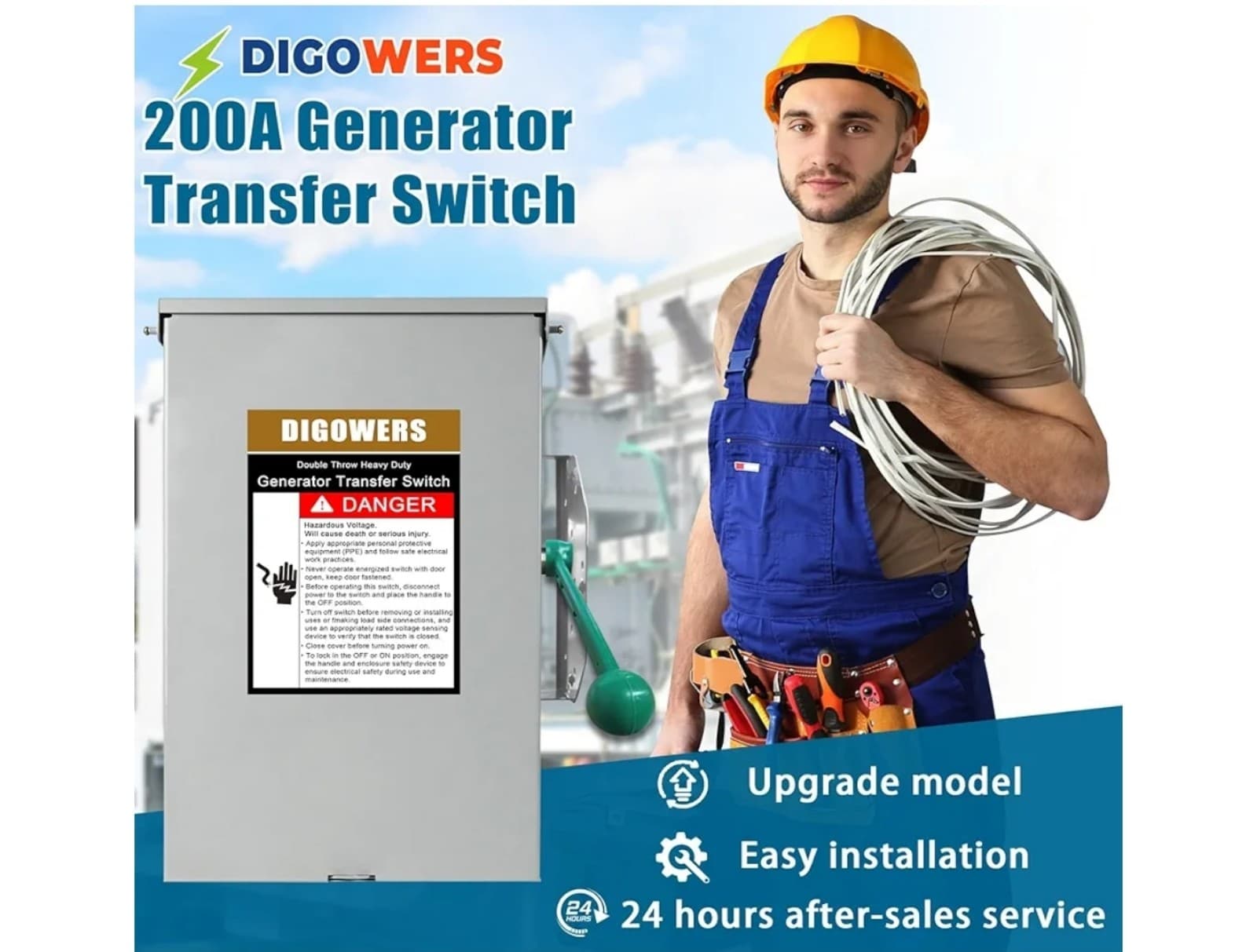 Generator Transfer Switch 200 Amp 2 Pole 4 Wires, 120/240-Volt 48000Watts - Thumbnail 8