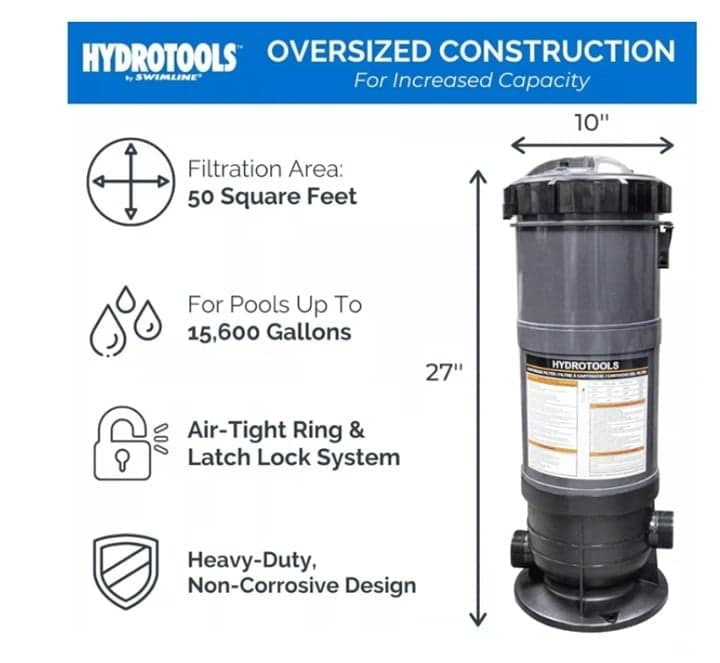 HYDROTOOLS Sure-Flo Cartridge Pool Filter Tank & Element D1003 - Thumbnail 7