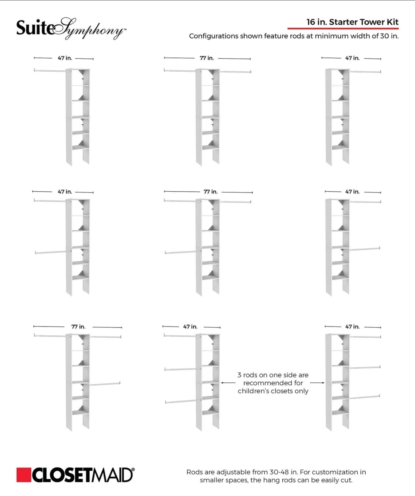 ClosetMaid SuiteSymphony 25-Inch Tower Closet Organizer with Top Shelves - Thumbnail 5