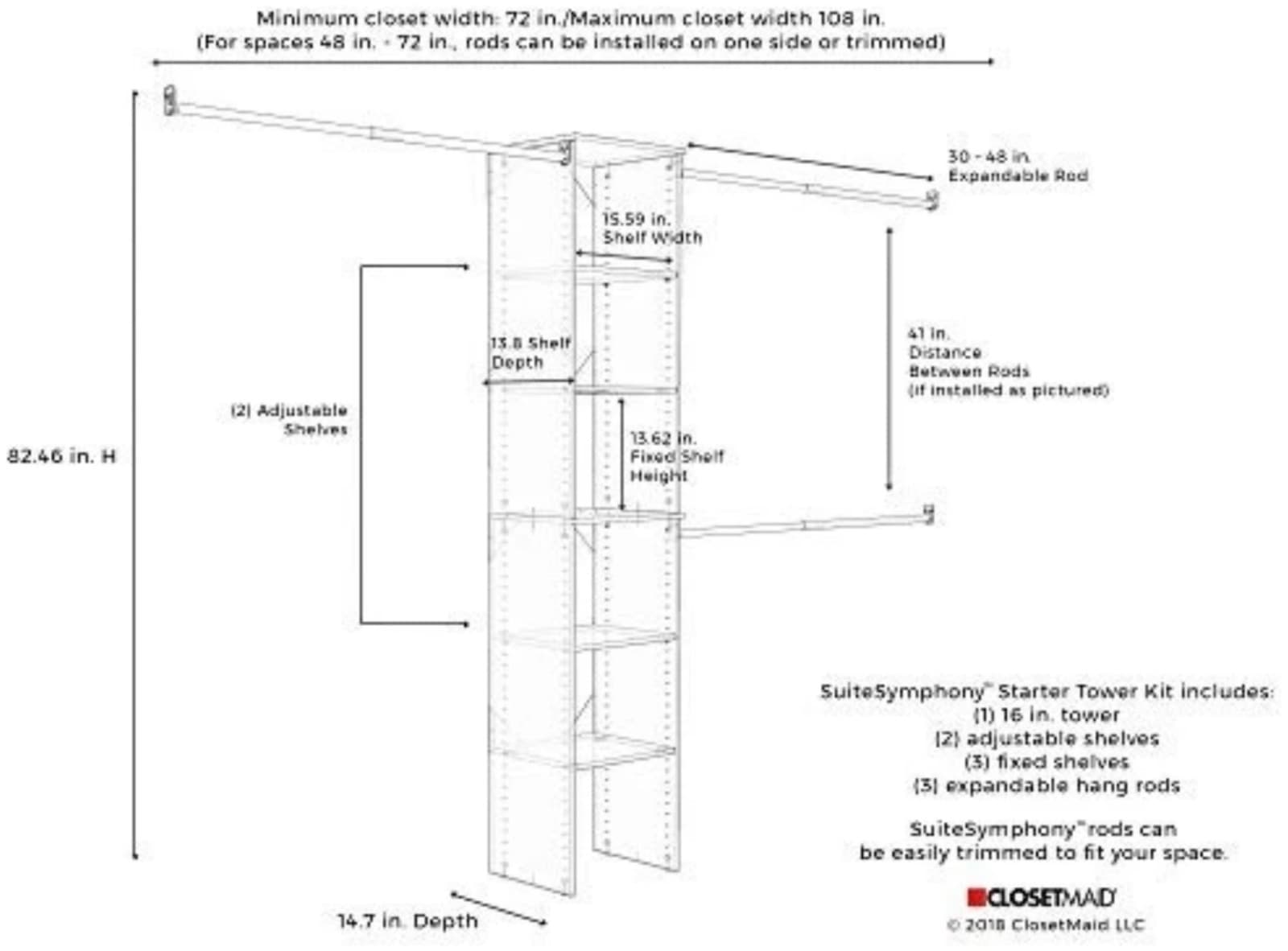 ClosetMaid SuiteSymphony 25-Inch Tower Closet Organizer with Top Shelves - Thumbnail 9