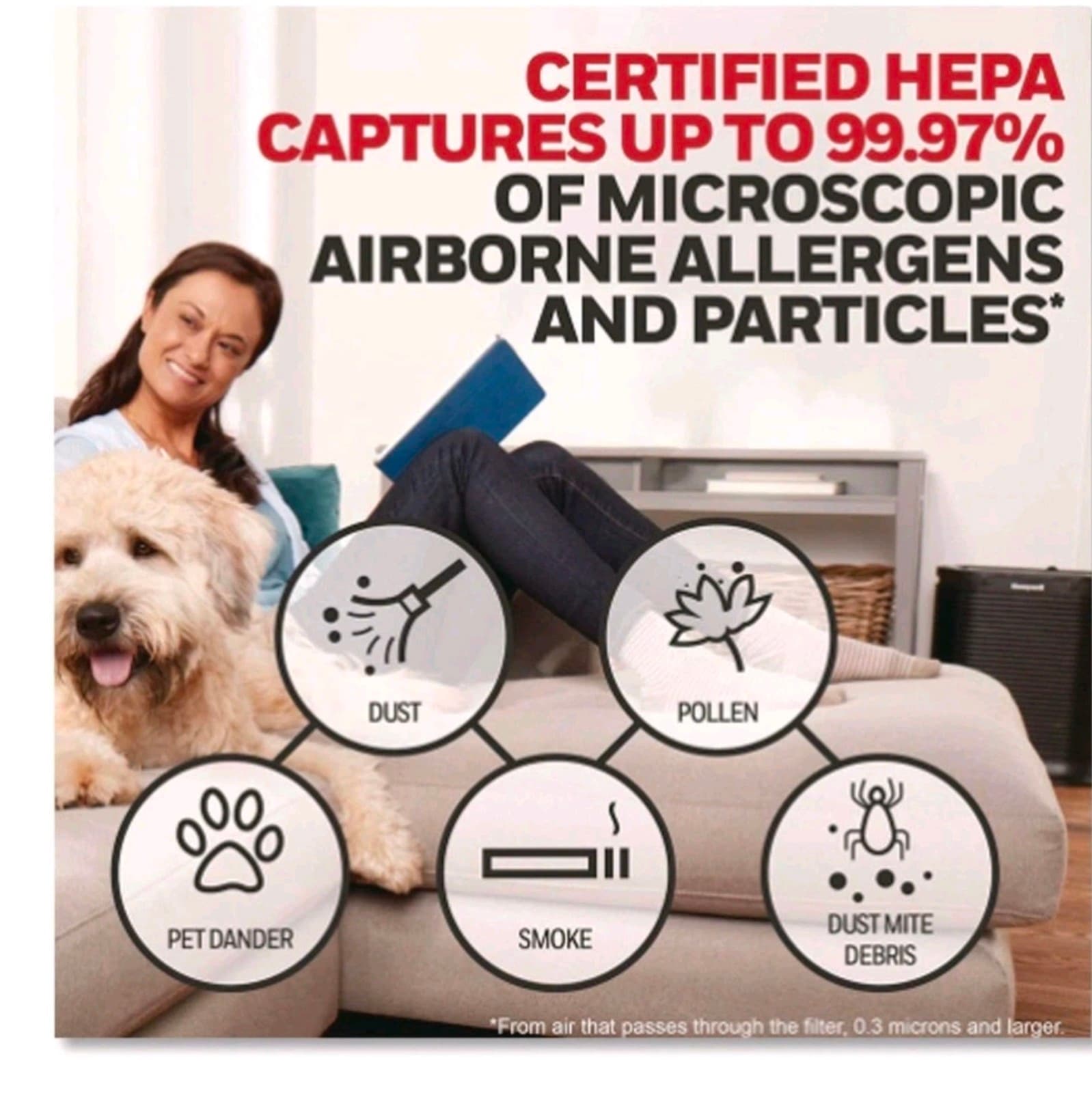 Honeywell AirGenius 3 Air Cleaner & Odor Reducer - WHT HFD300 225 sq-ft. Room - Thumbnail 3