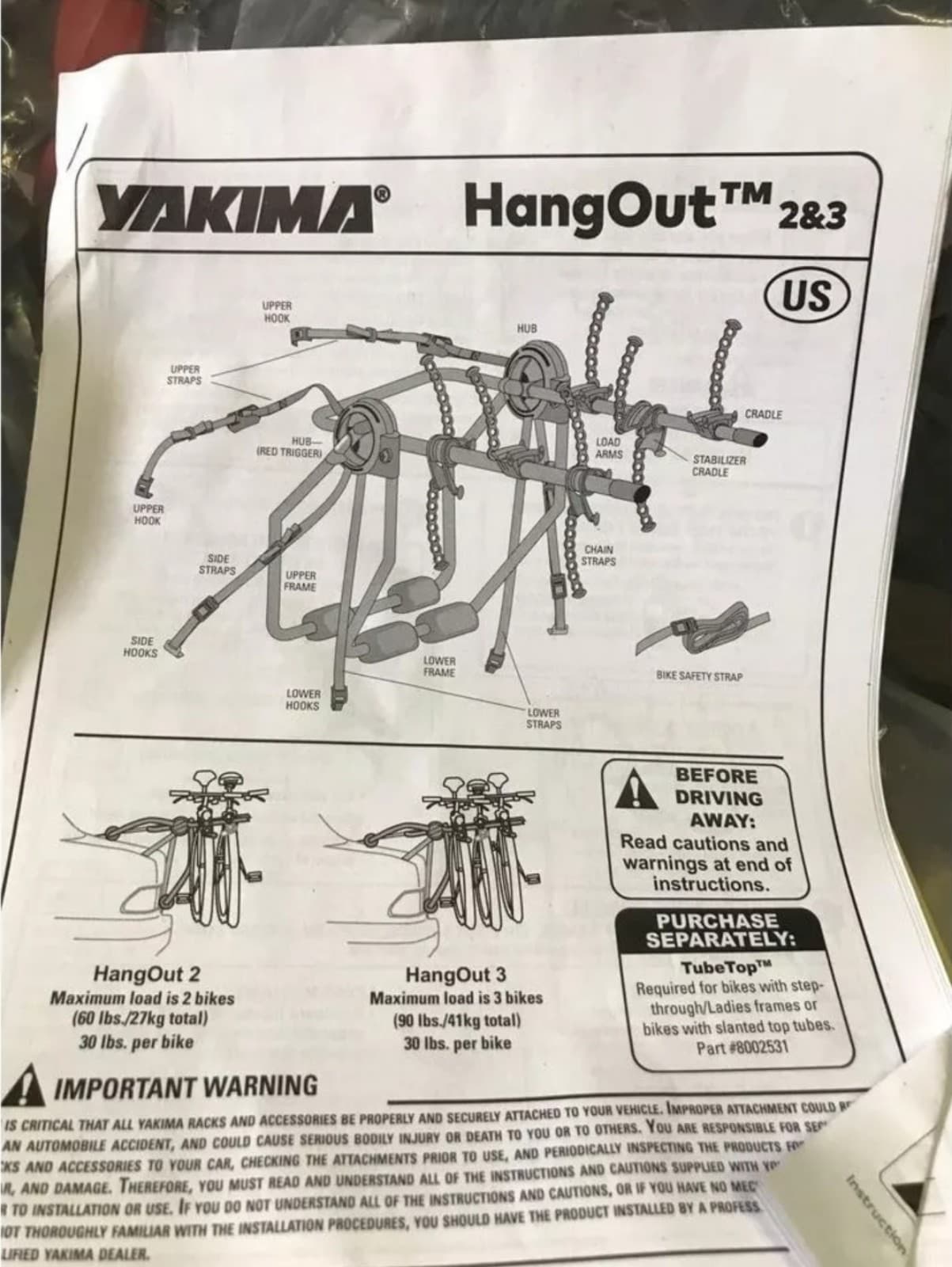YAKIMA, HangOut Car Trunk Bike Rack, 3 Bike Capacity - Thumbnail 3