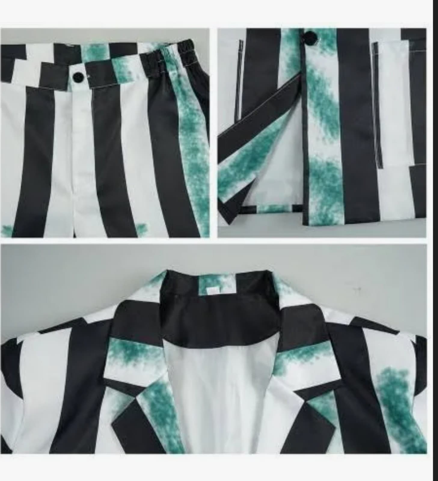 Beetlejuice Halloween Costume Grey & Blue Striped Suit 3X - Thumbnail 4