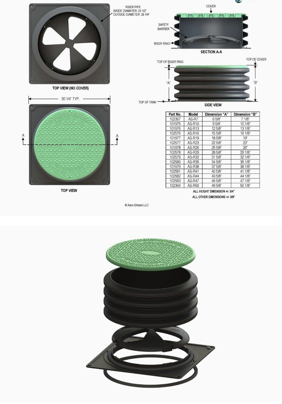 Septic Tank Riser Kit AS-R26 - 23.5" Diameter X 26" - Thumbnail 8