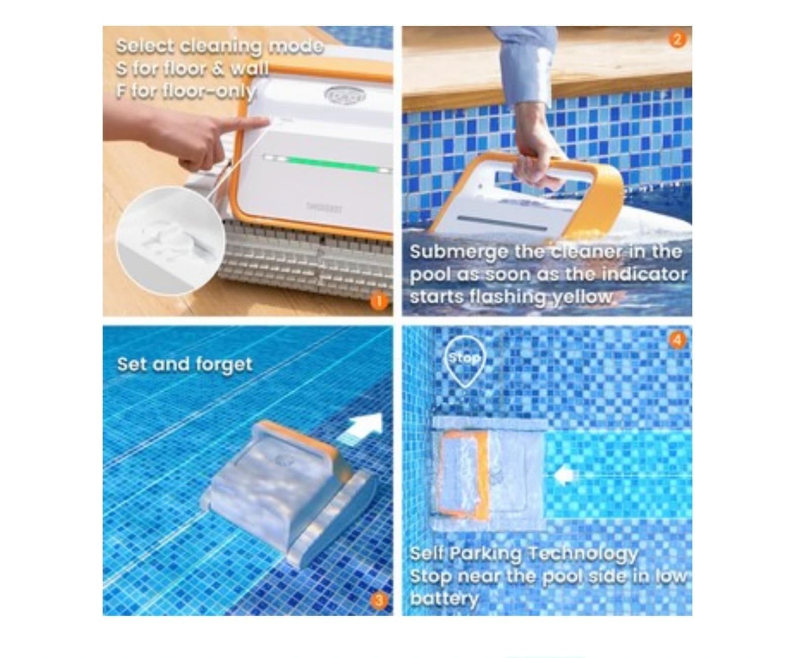 SMOROBOT 28.82-Inches Robotic Pool Vacuum - Thumbnail 7