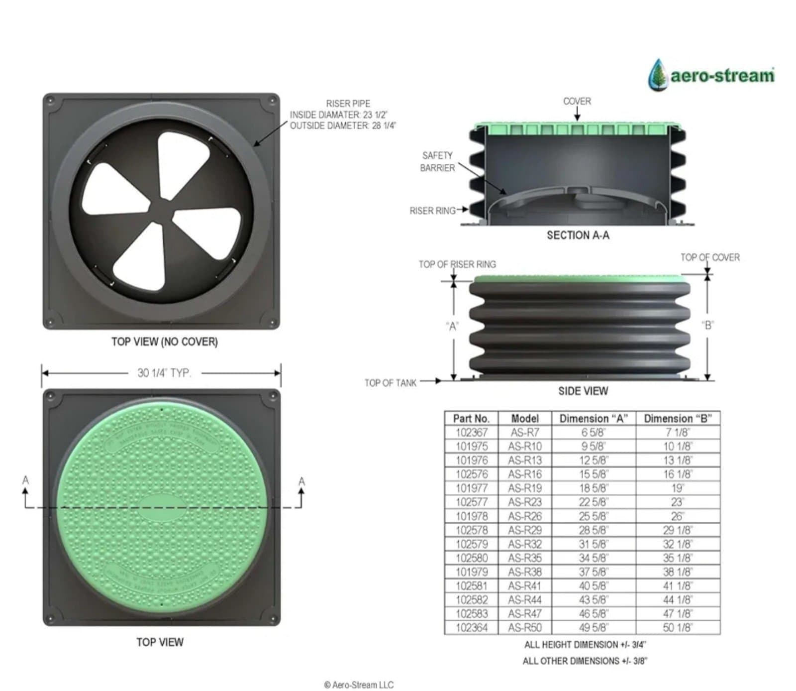 Septic Tank Riser Kit AS-R26 - 23.5" Diameter X 26" - Thumbnail 2