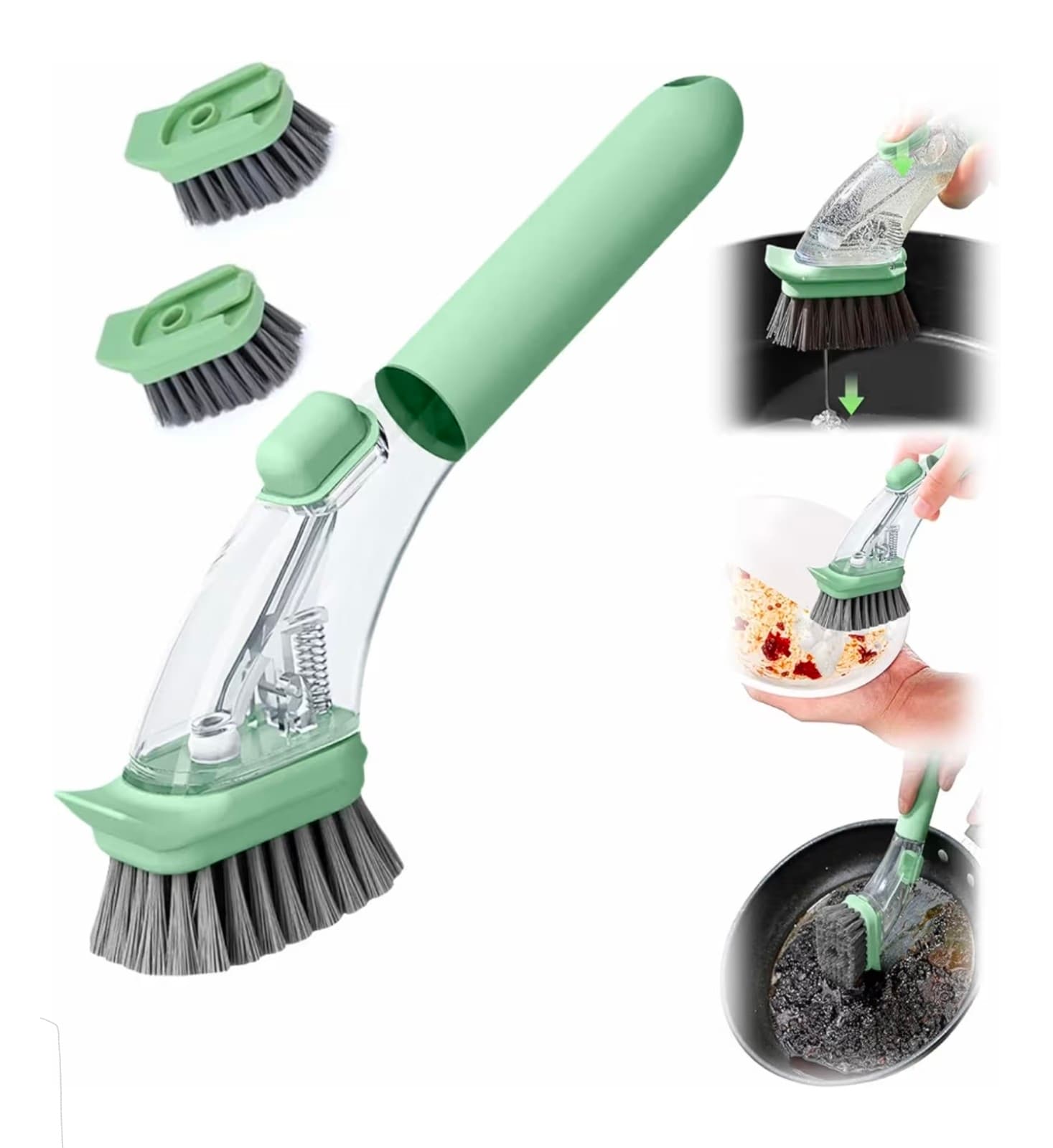 Soap Dispensing Dish Brush with Handle 2-in-1 - Image 1