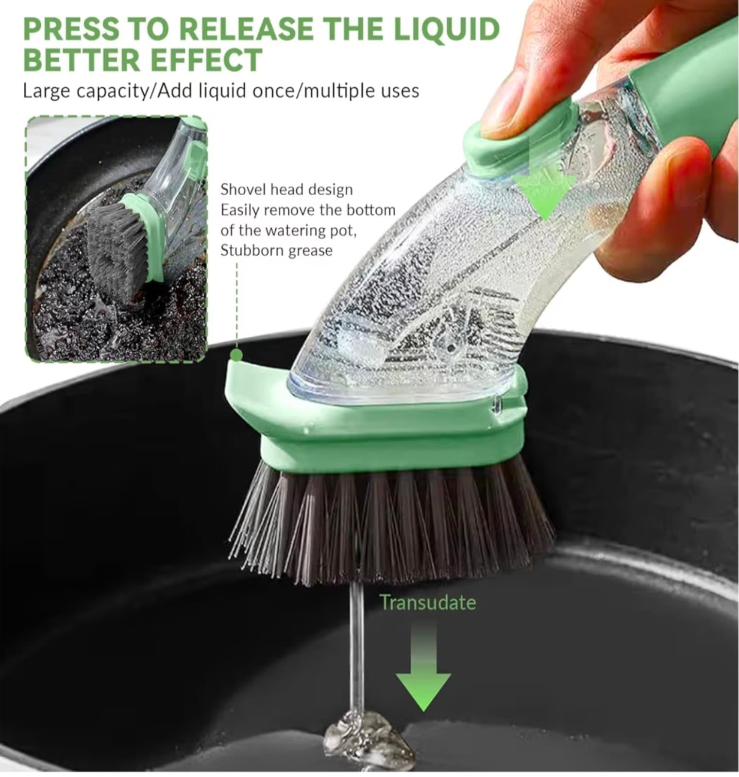 Soap Dispensing Dish Brush with Handle 2-in-1 - Thumbnail 6