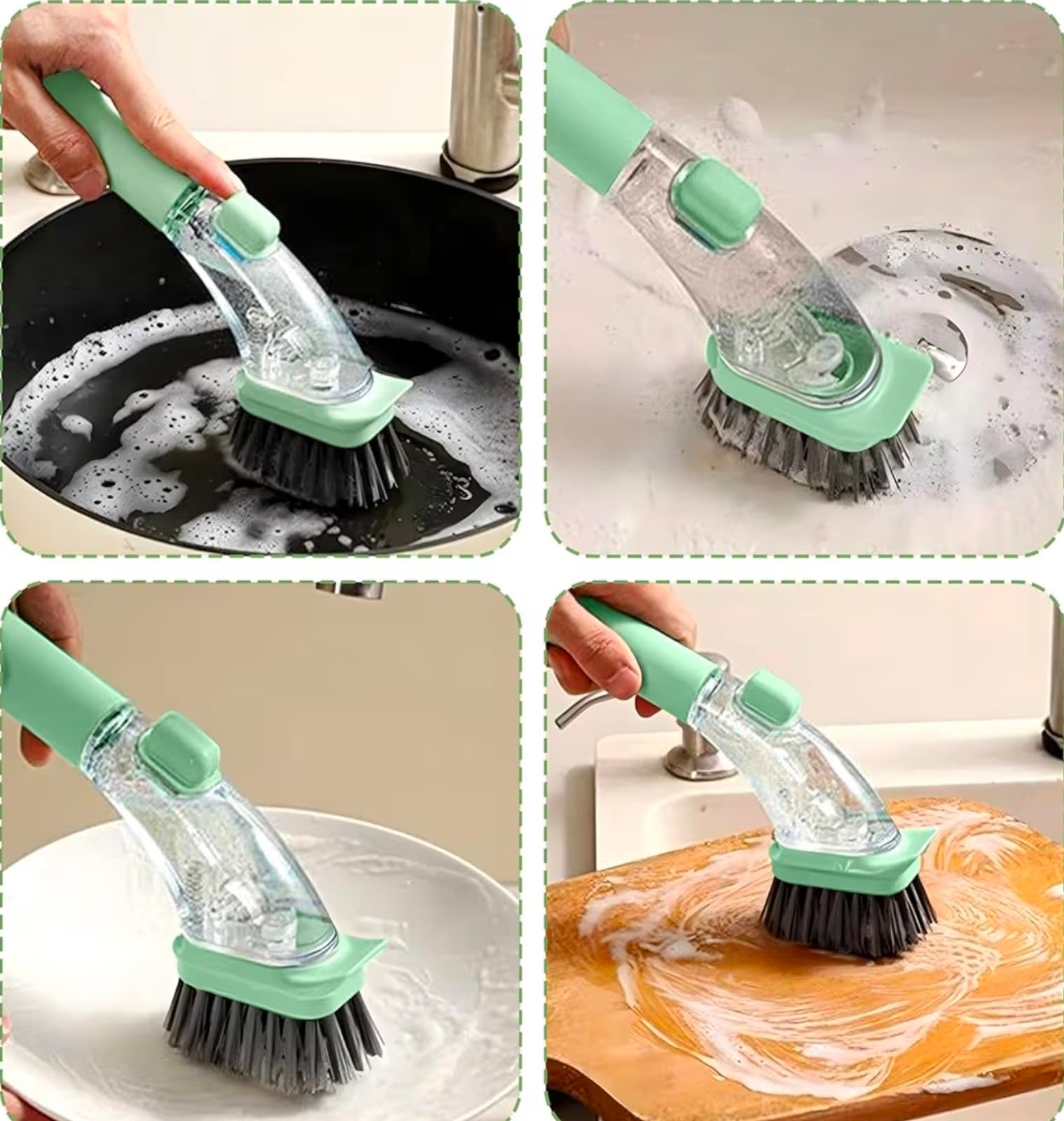 Soap Dispensing Dish Brush with Handle 2-in-1 - Thumbnail 5