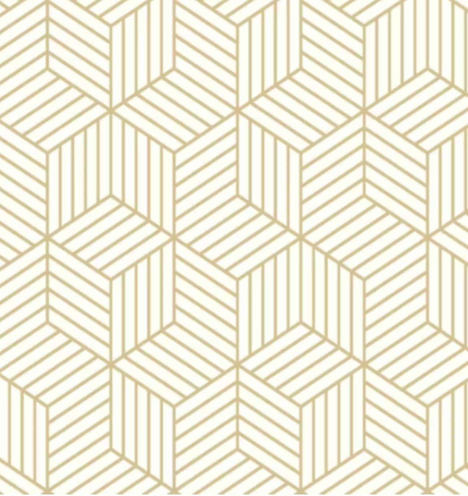 Peel & Stick Wallpaper Gold Striped Hexagon 15.7"x472" - Thumbnail 2
