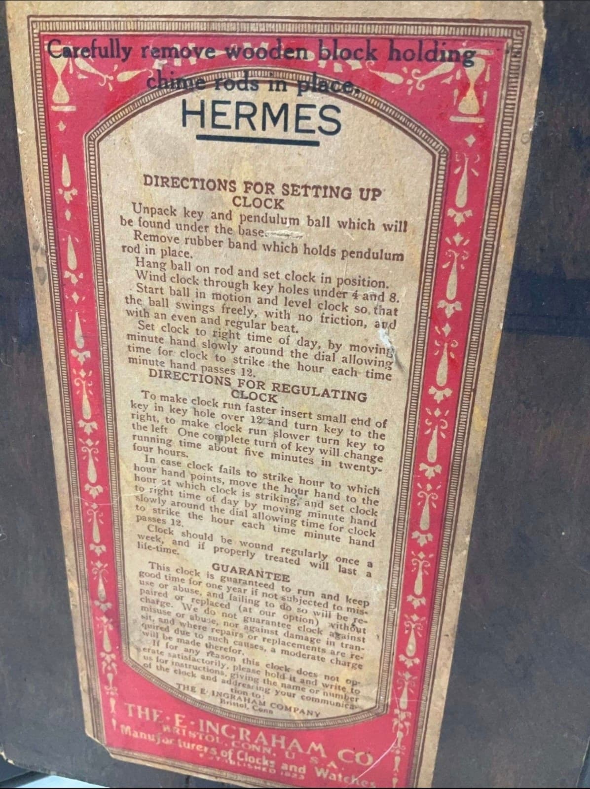 Antique E. Ingraham Cosmo Mantle Clock - Used - Thumbnail 3