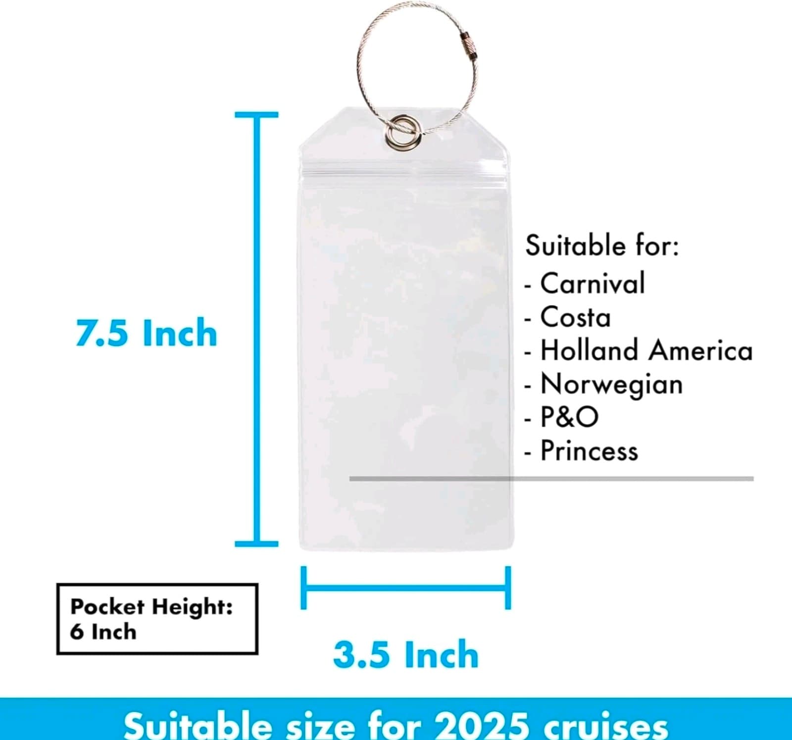 Cruise Tags - Ship Luggage Etag Holder 10 Tag Holders, Clear - Thumbnail 3