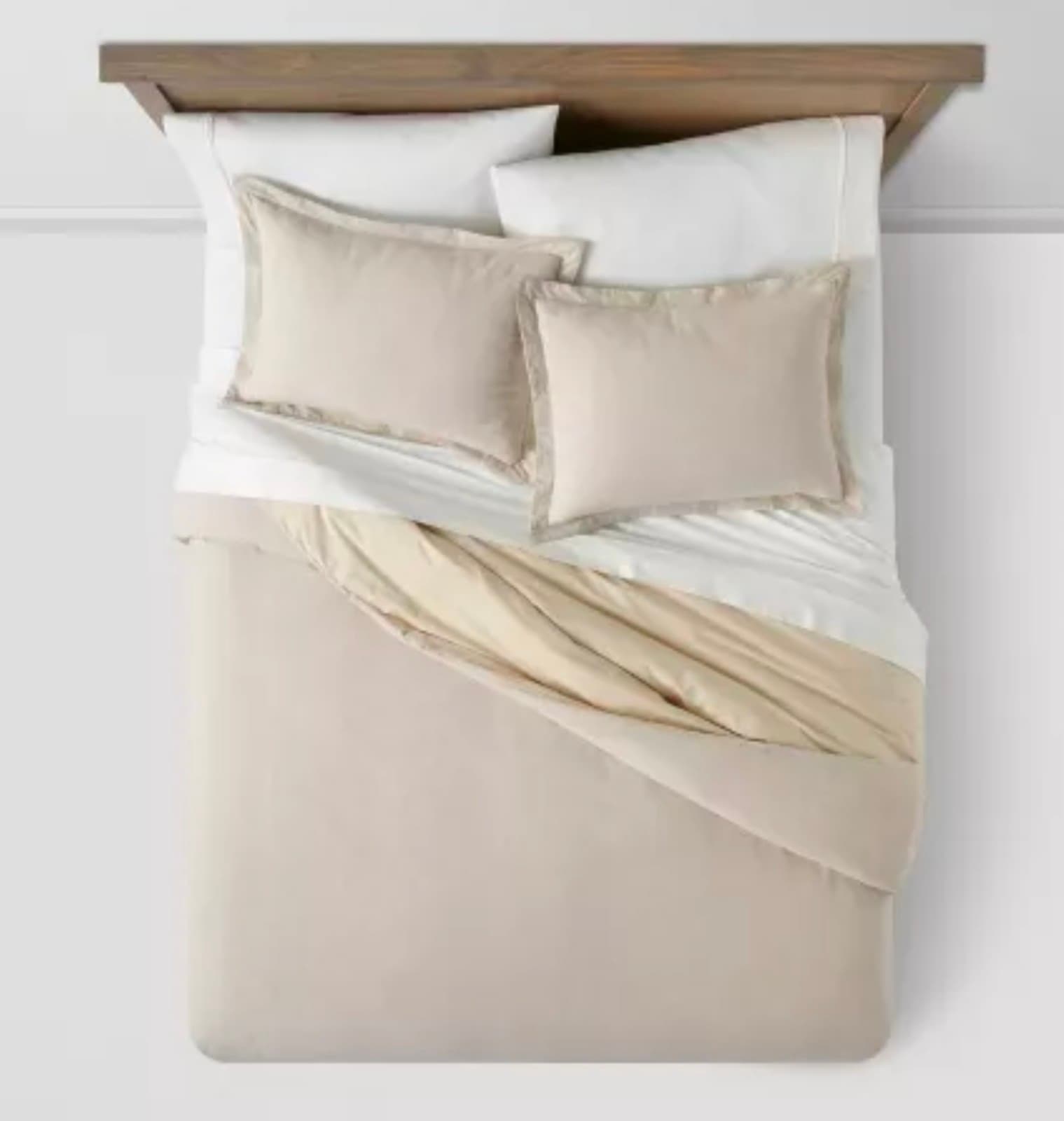 Chambray Duvet Cover & Sham Set - Threshold King Size Khaki - Thumbnail 4