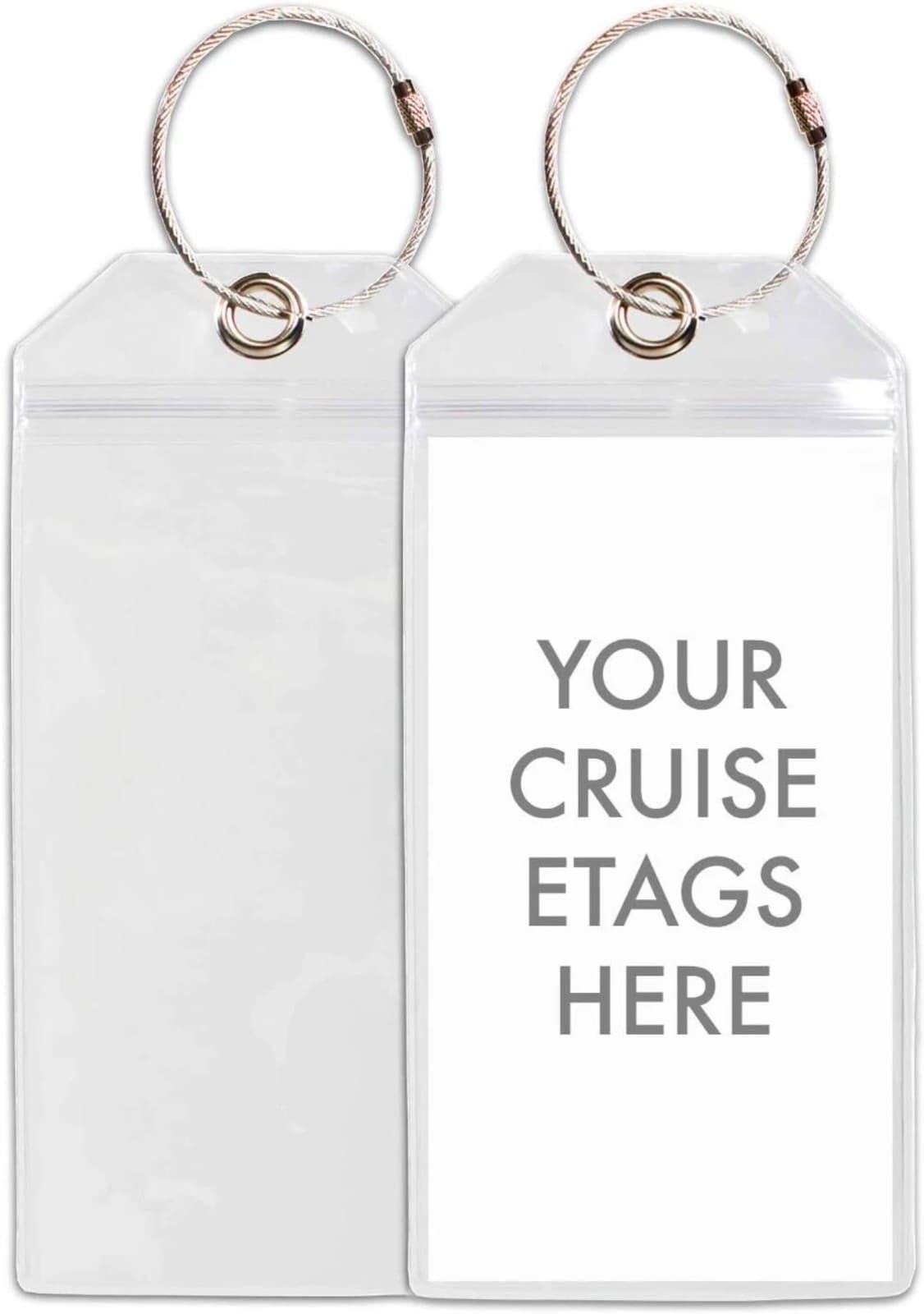 Cruise Tags - Ship Luggage Etag Holder 10 Tag Holders, Clear - Thumbnail 2