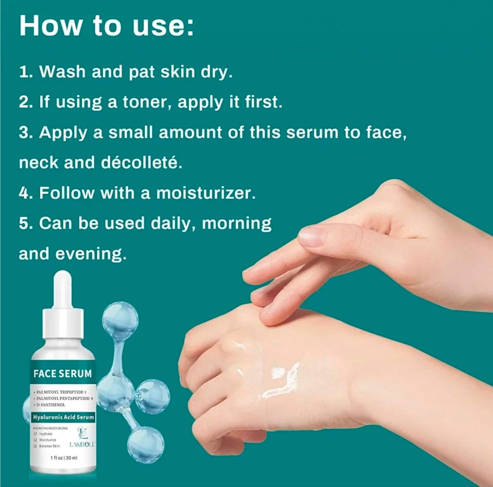 Hyaluronic Acid Serum with Advanced Peptide Complex for Optimal Hydration & Skin - Thumbnail 5